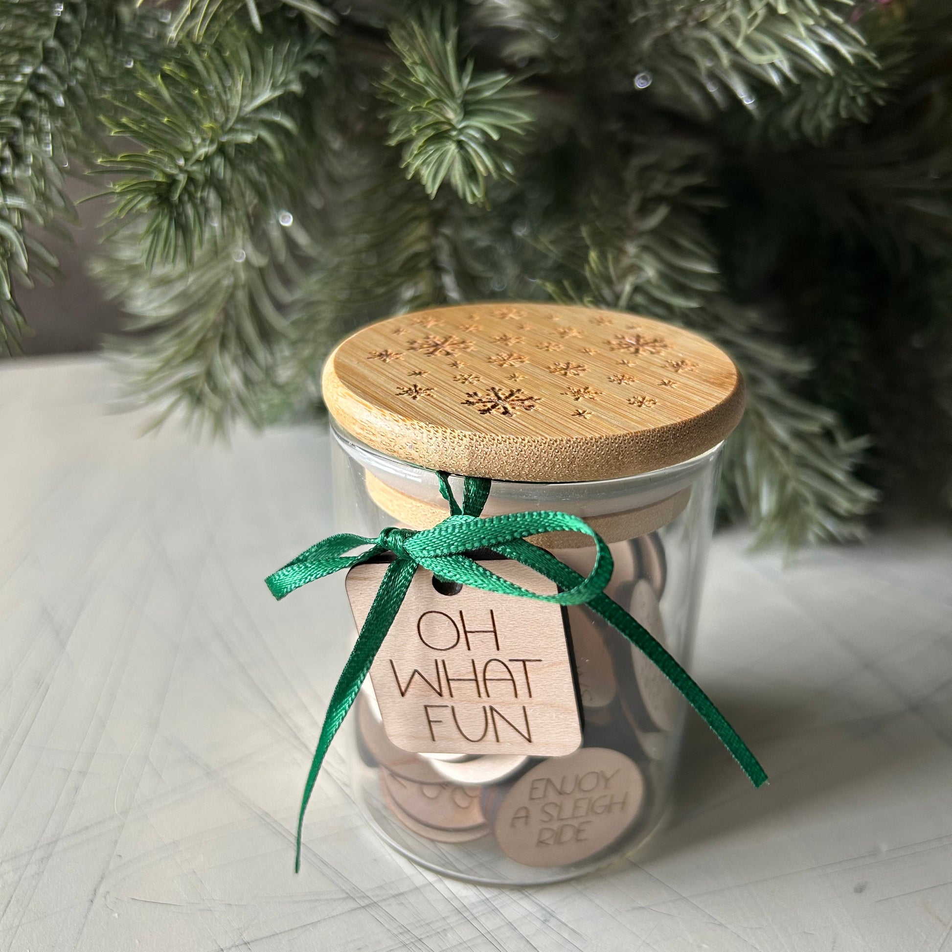 Holiday family fun - winter activity token jar by Novotny Designs includes 30 wood tokens