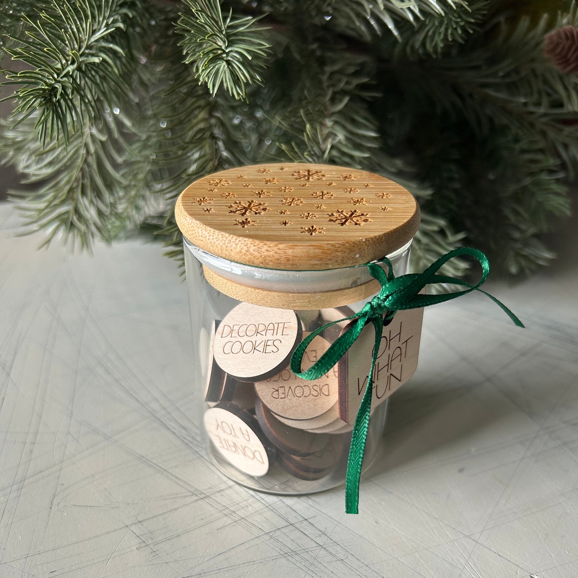 Holiday family fun - winter activity token jar by Novotny Designs includes 30 wood tokens