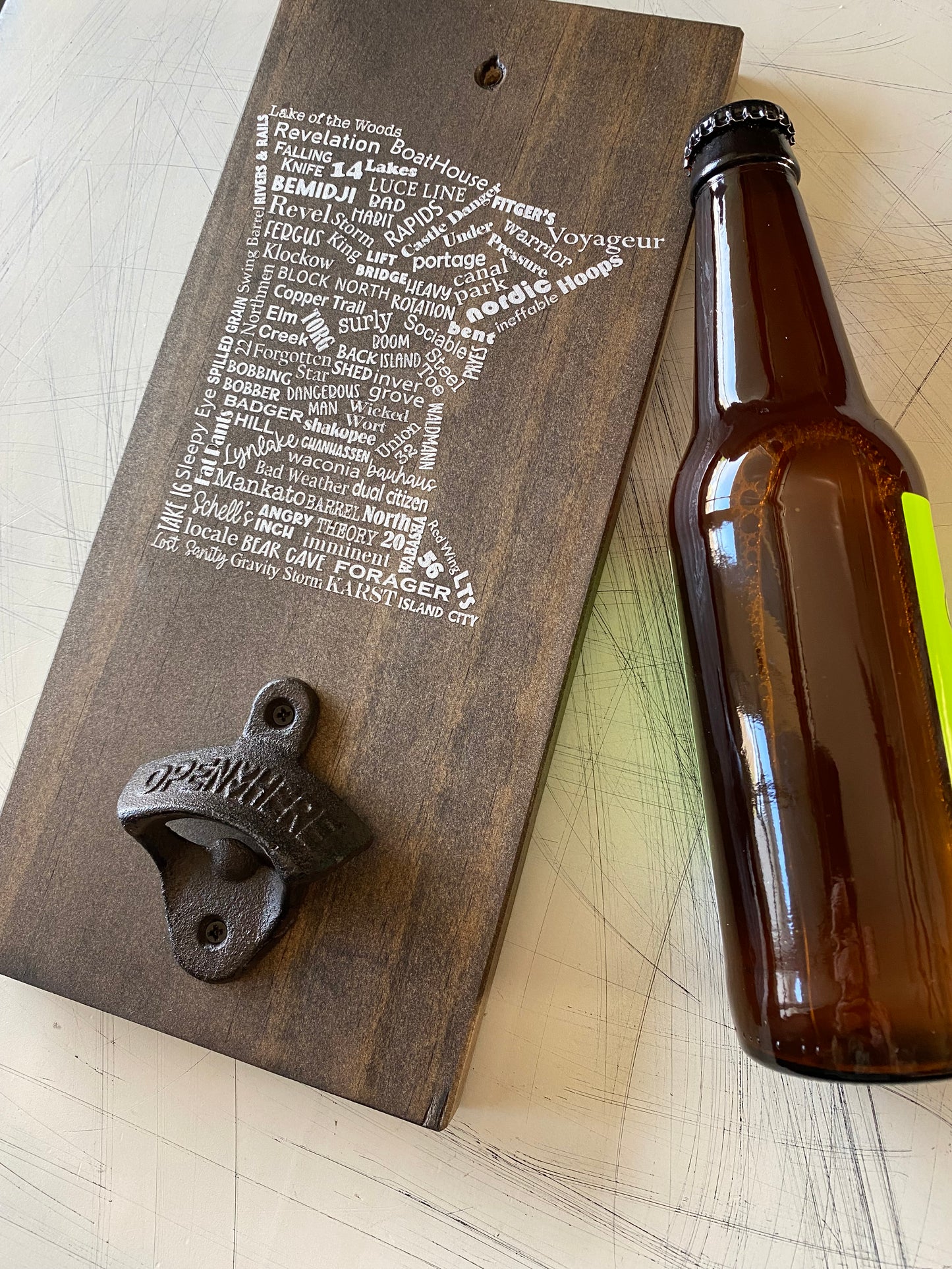 Minnesota craft breweries wall mounted bottle opener - original handmade decor by Novotny Designs