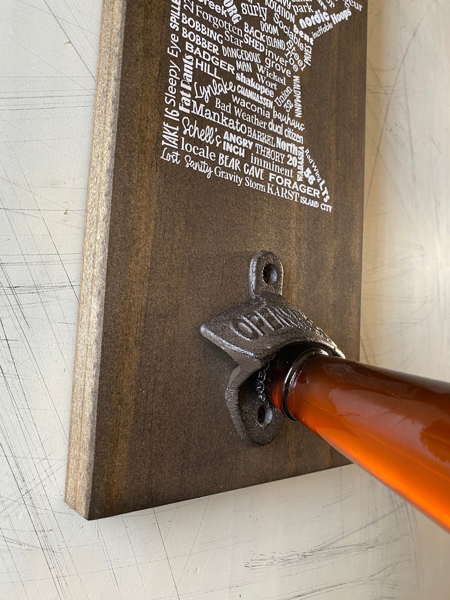 Minnesota craft breweries wall mounted bottle opener - original handmade decor by Novotny Designs