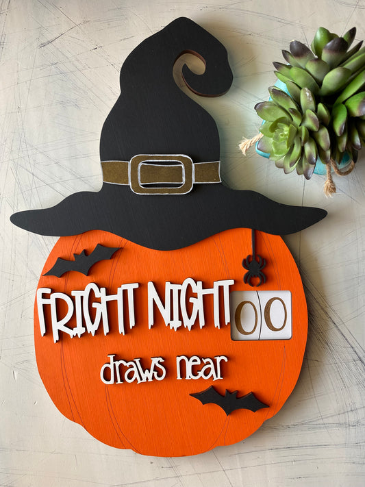 Fright Night draws near - Halloween countdown sign with self contained numbers