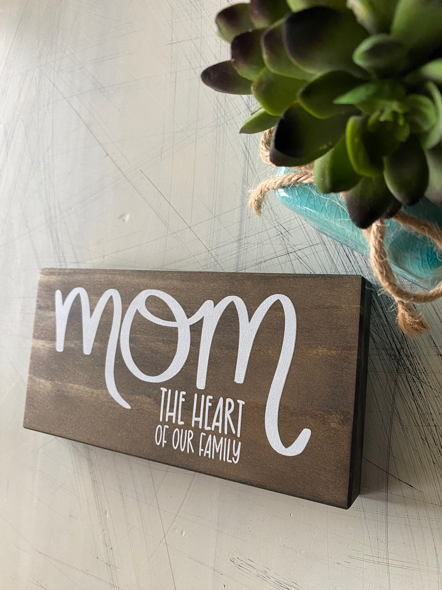 Mom The heart of our family - mini wood sign