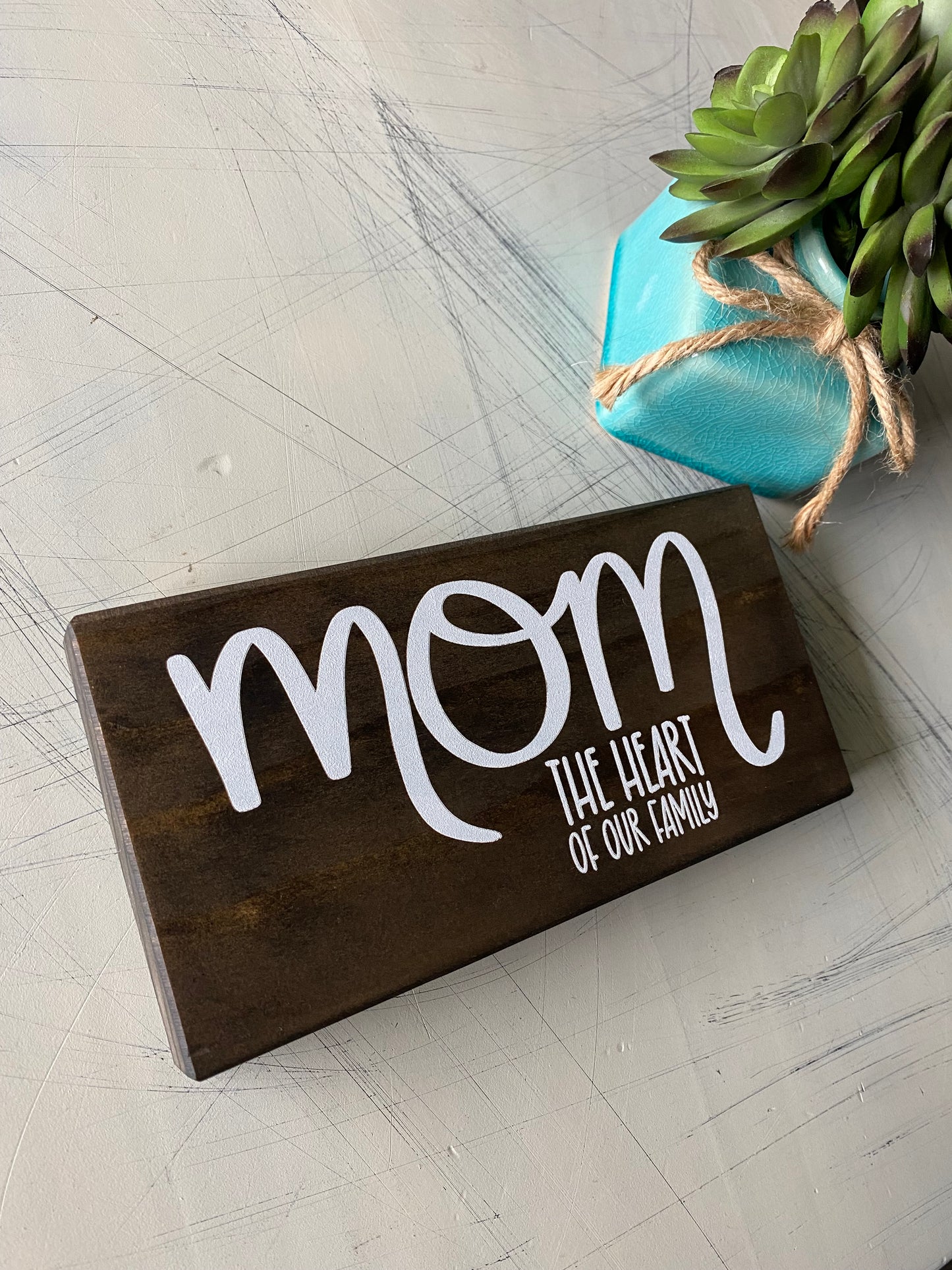 Mom The heart of our family - mini wood sign