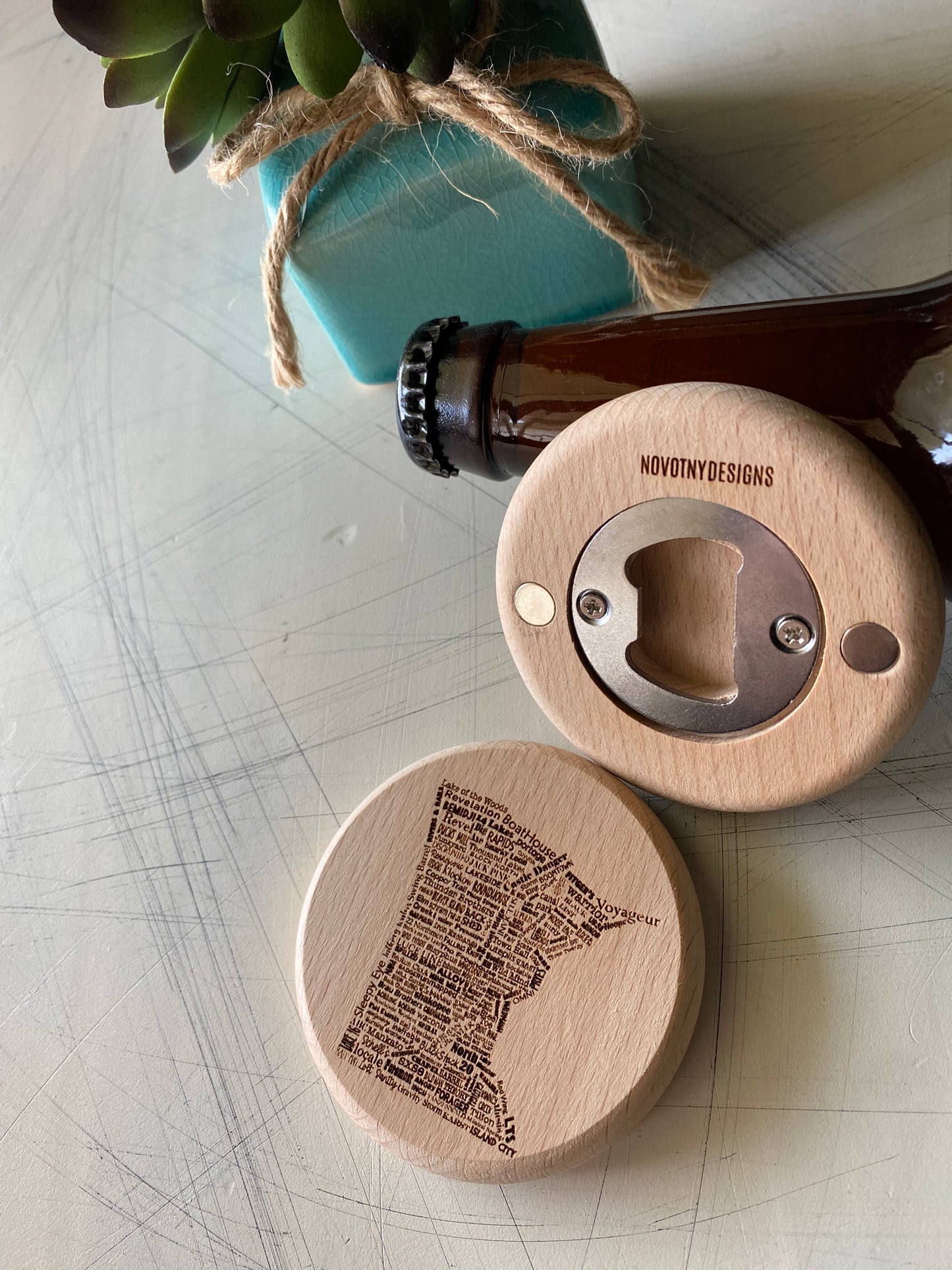 Minnesota craft breweries magnetic engraved bottle opener
