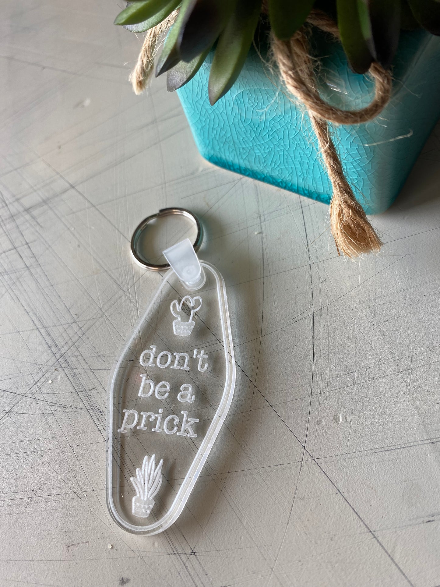 Don't be a prick - acrylic motel-style keychain - Novotny Designs