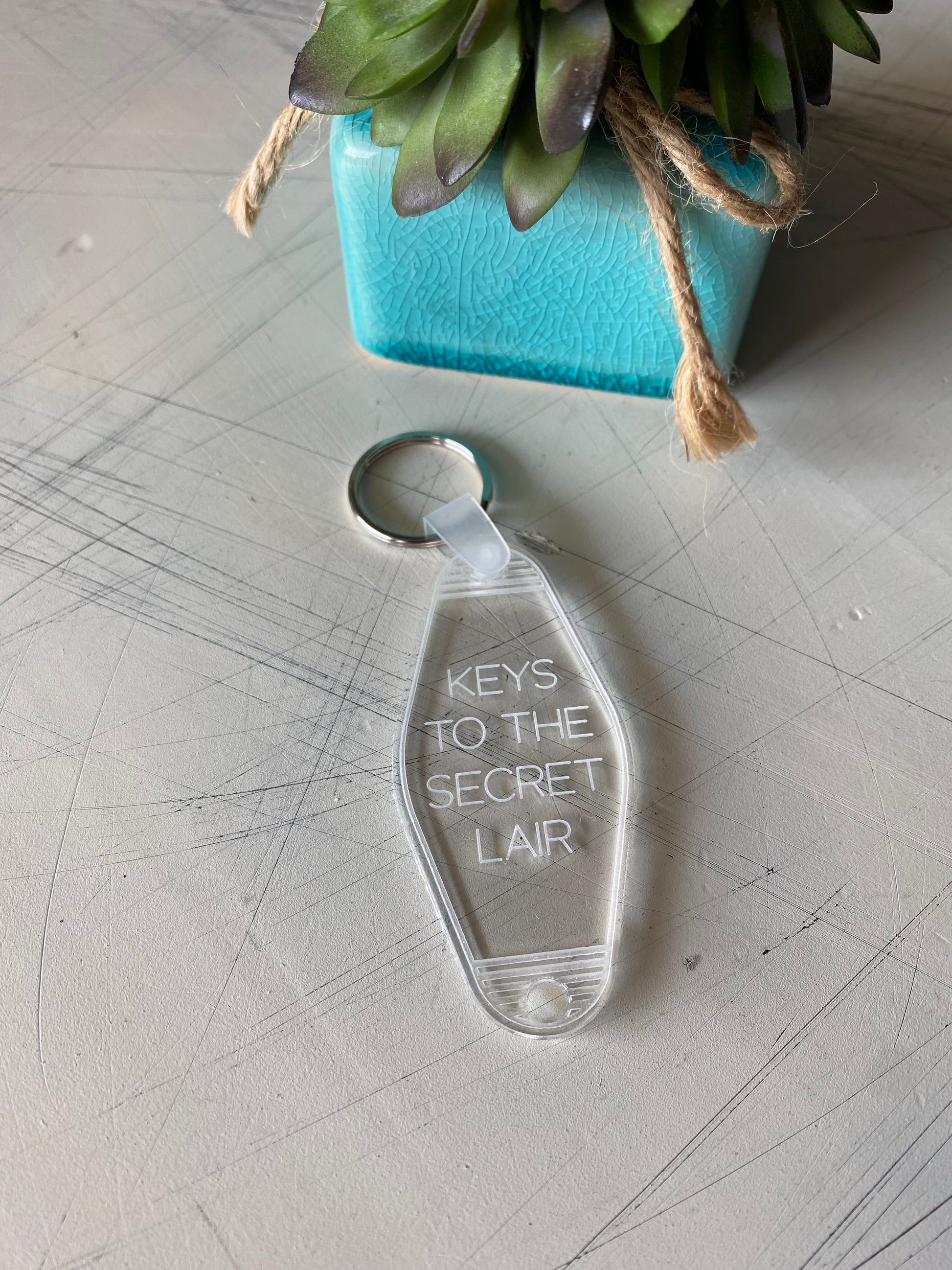 Keys to the Secret Lair - acrylic motel-style keychain - Novotny Designs