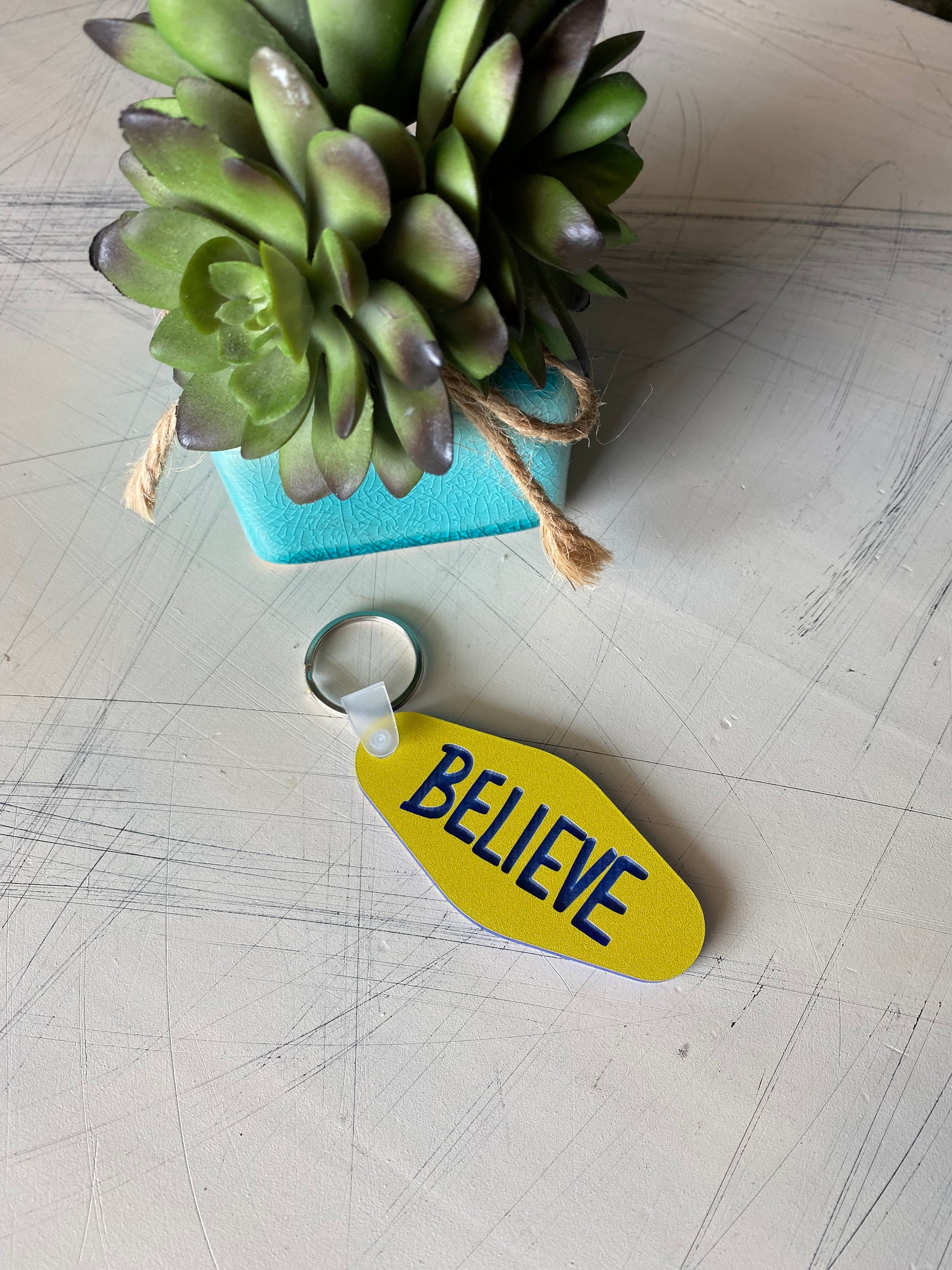 Believe - acrylic motel style keychain - Novotny Designs