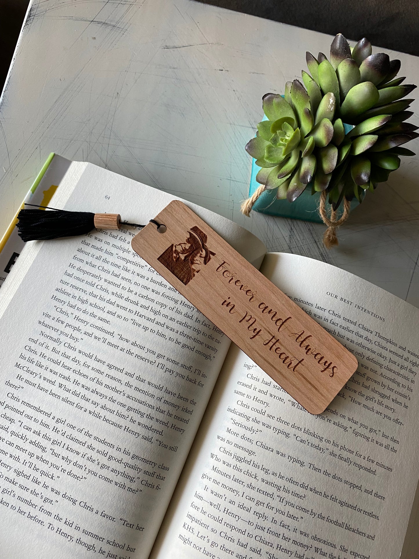 Forever and always in my heart - photo engraved bookmark memorial gift - Novotny Designs