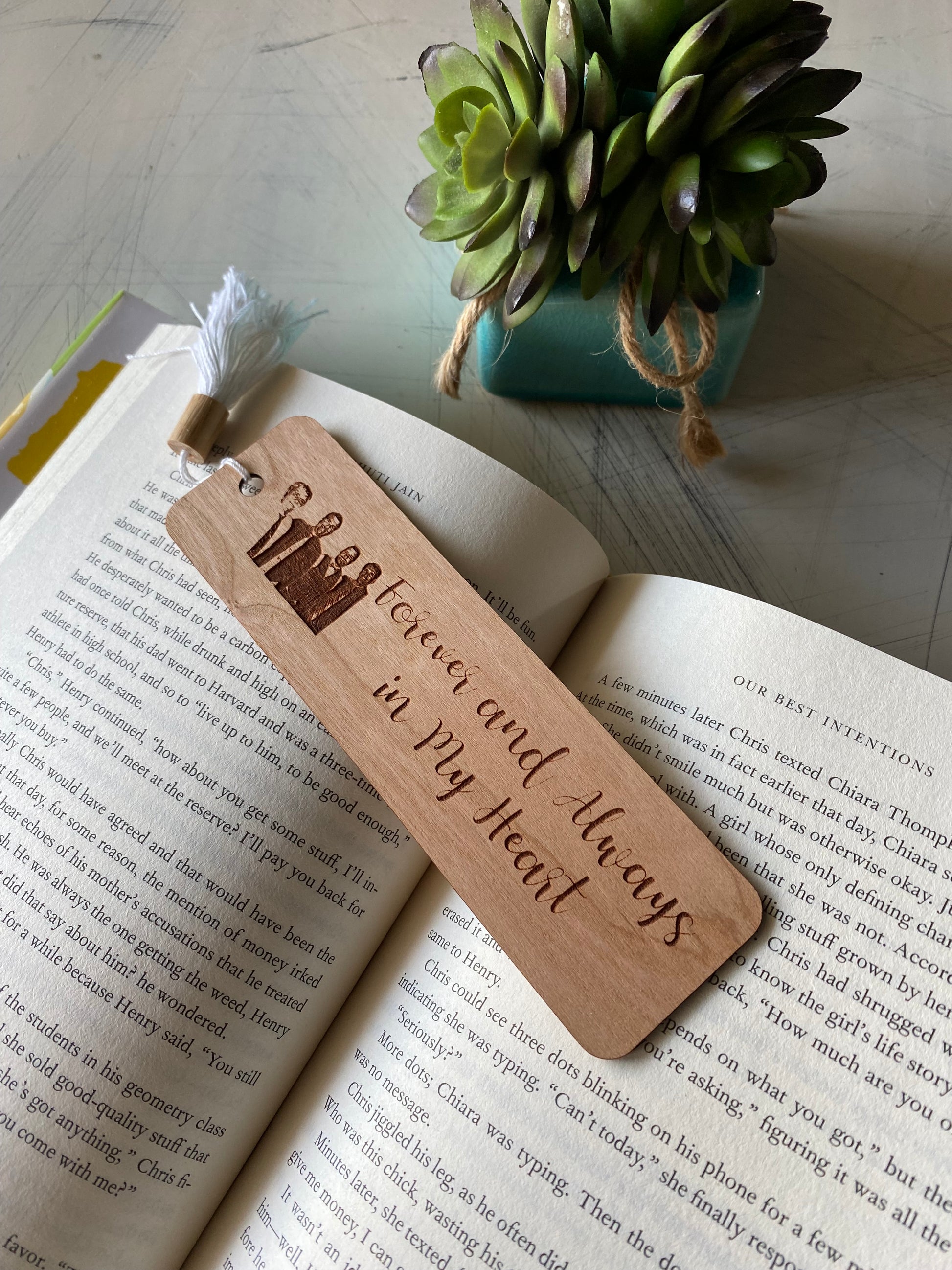 Forever and always in my heart - photo engraved bookmark memorial gift - Novotny Designs