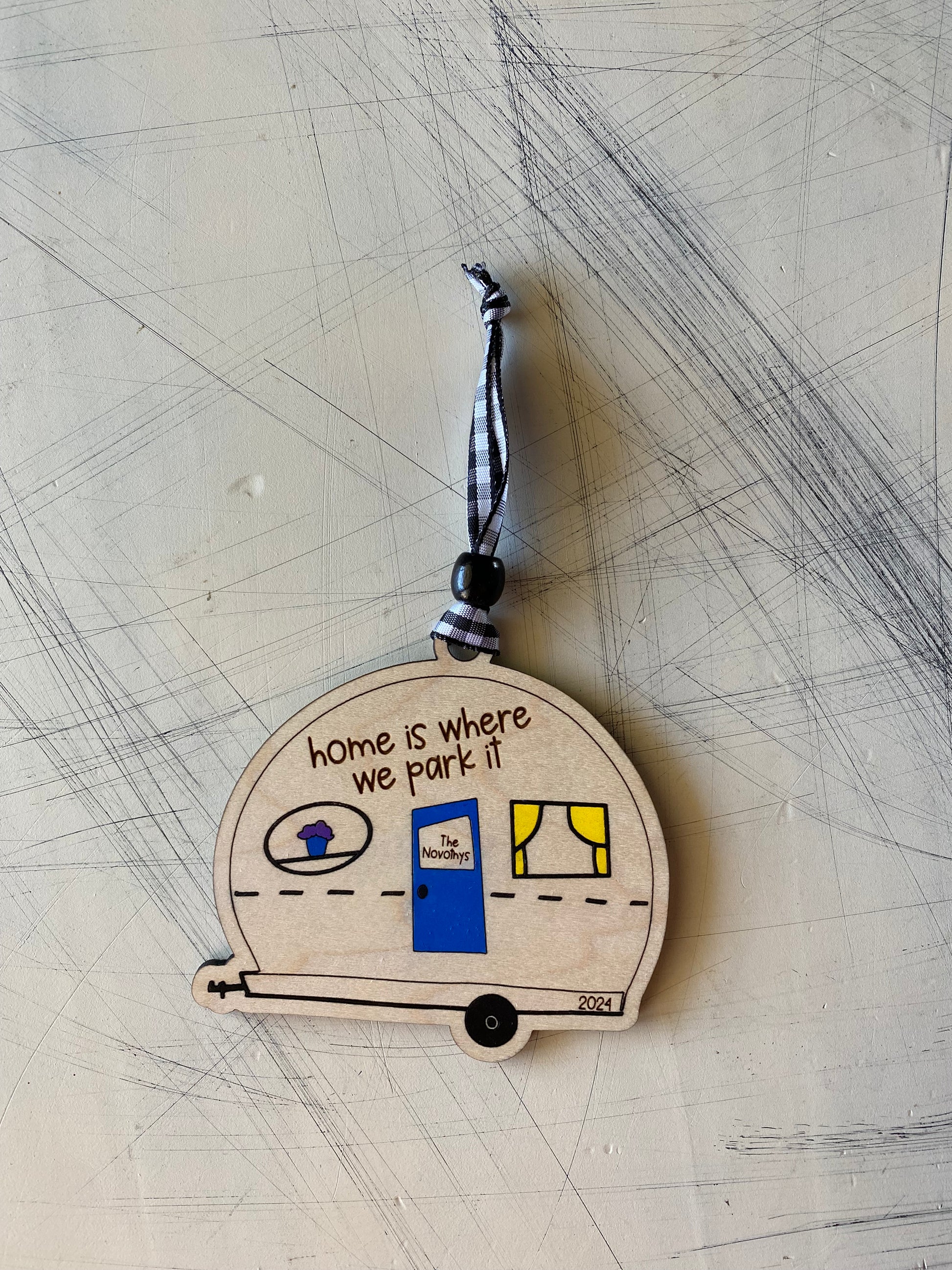 Home is where we park it - personalized camper doodle ornament by Novotny Designs 