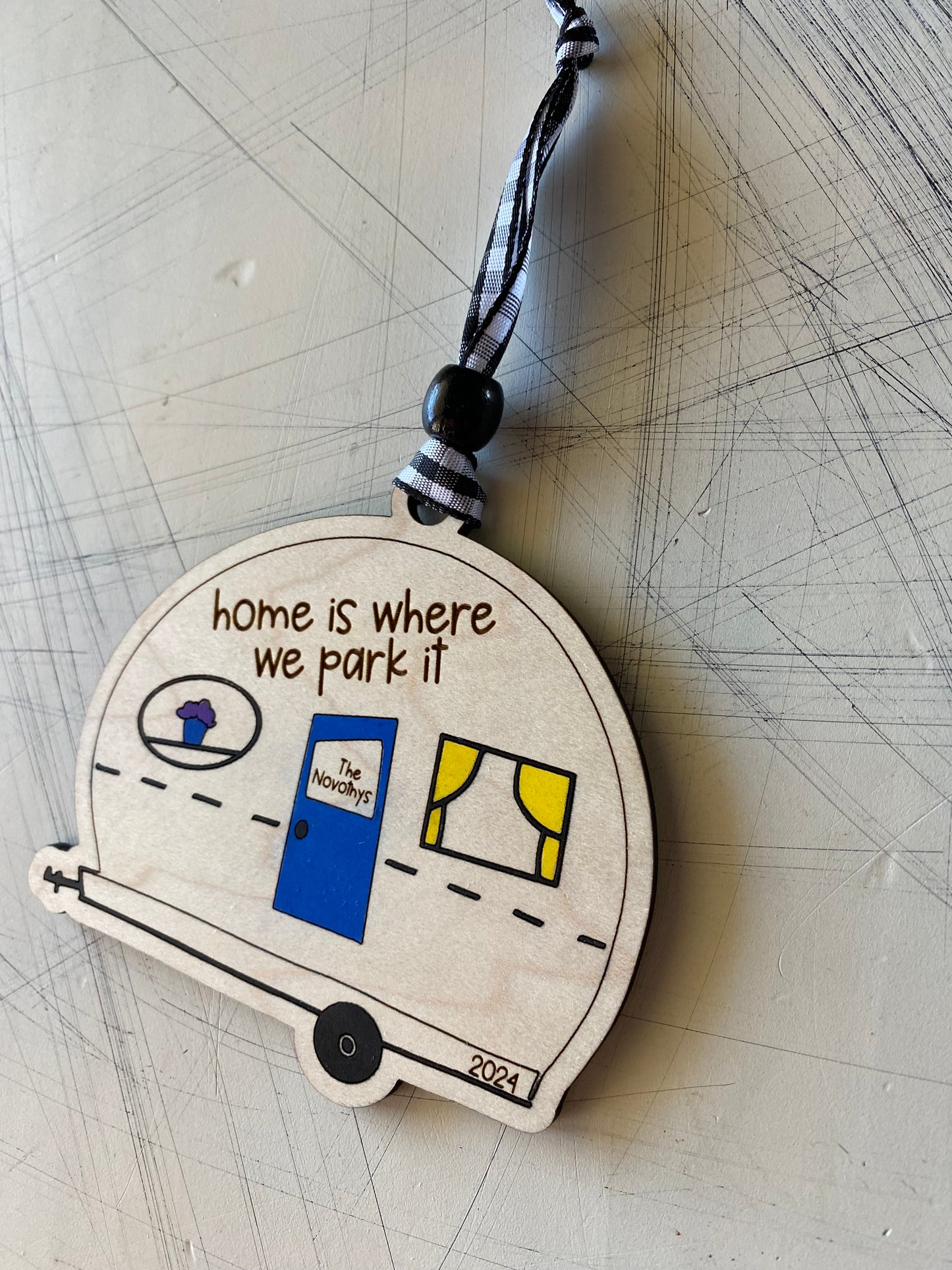 Home is where we park it - personalized camper doodle ornament by Novotny Designs 