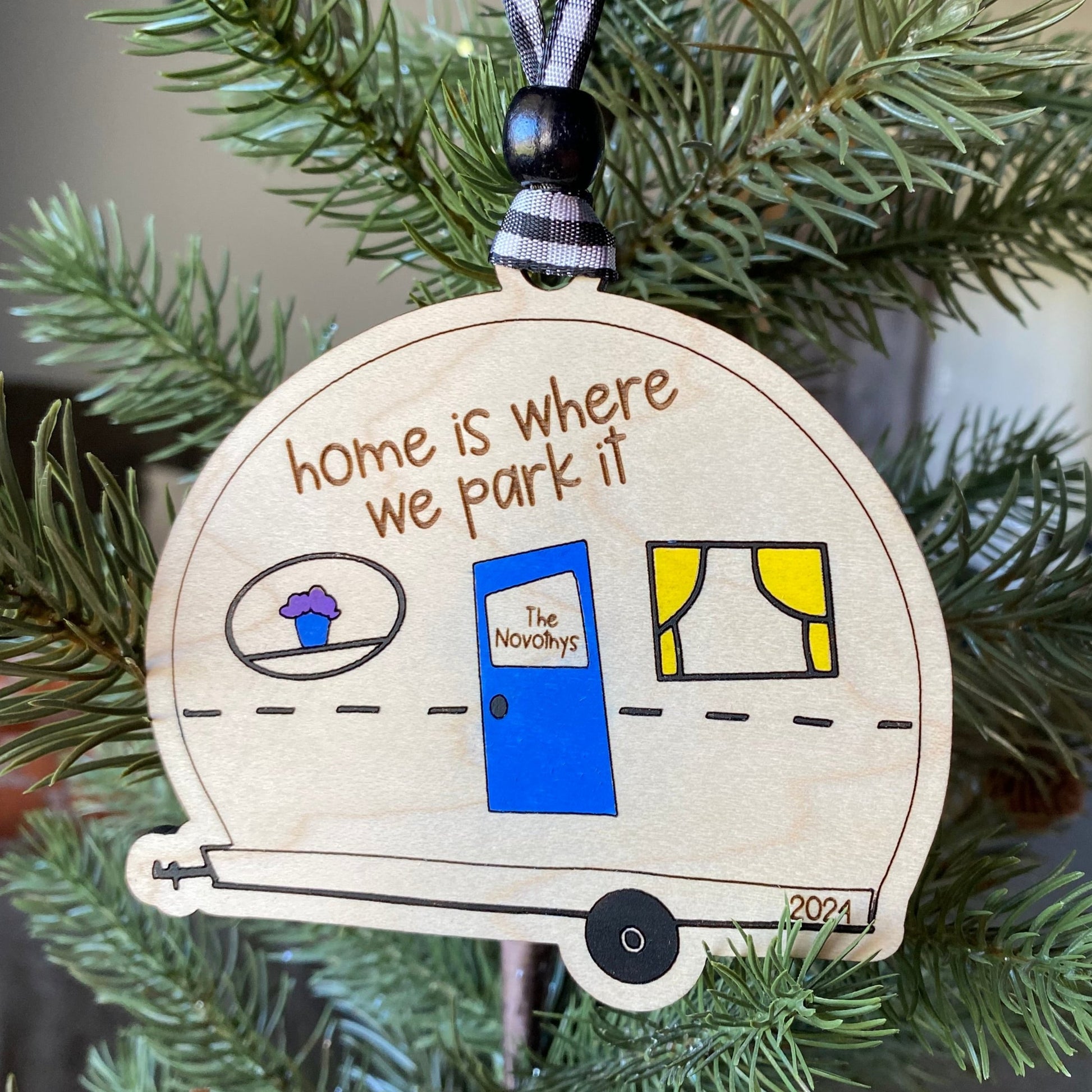 Home is where we park it - personalized camper doodle ornament by Novotny Designs 