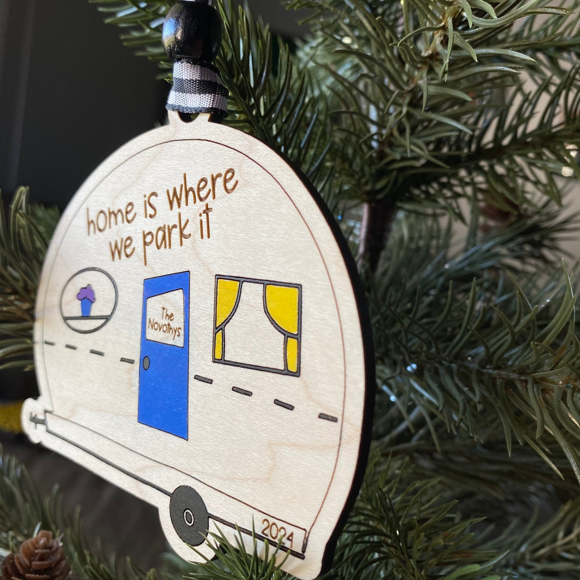 Home is where we park it - personalized camper doodle ornament by Novotny Designs 