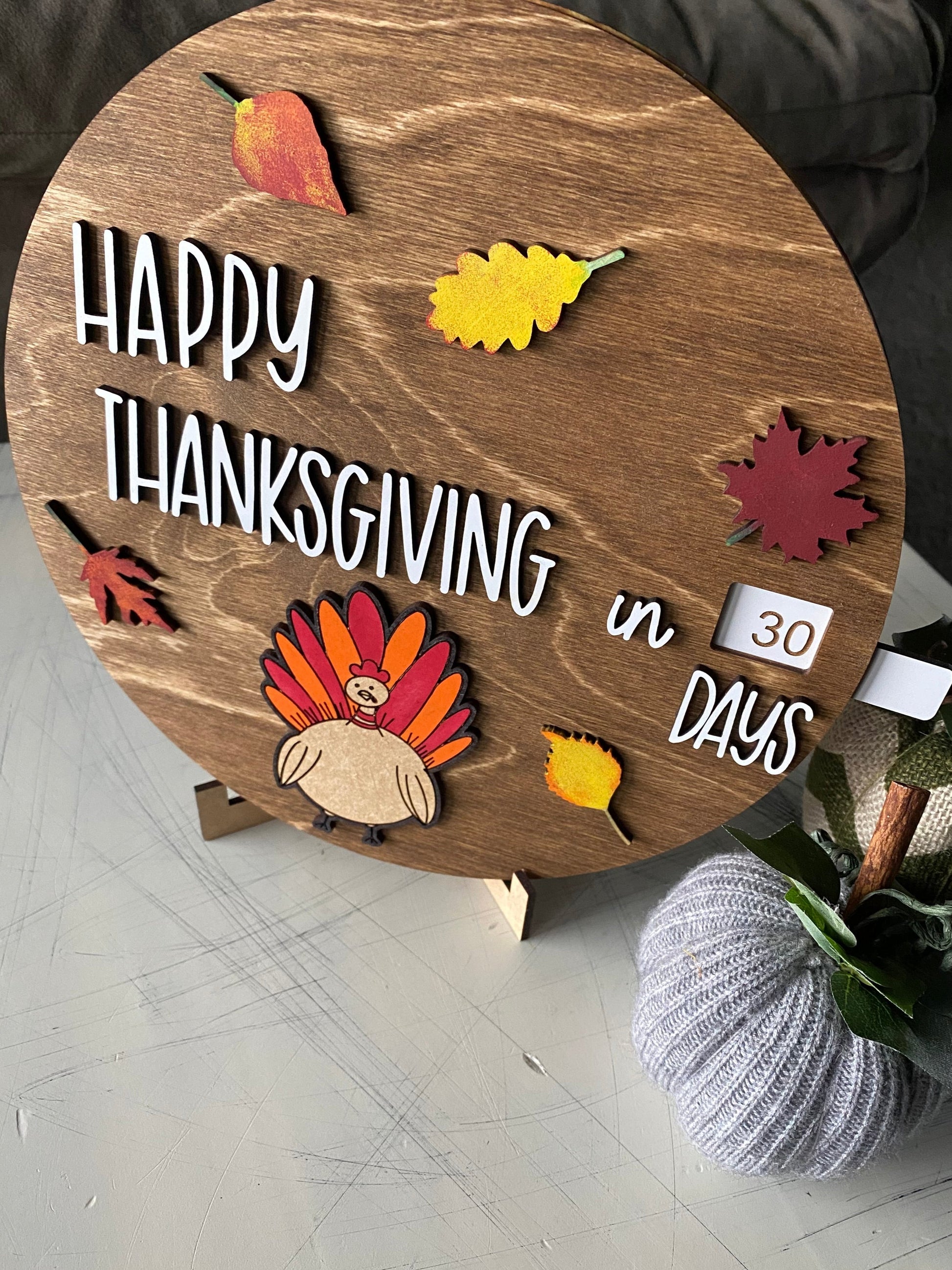 Thanksgiving countdown calendar sign - Happy Thanksgiving in...days - Novotny Designs