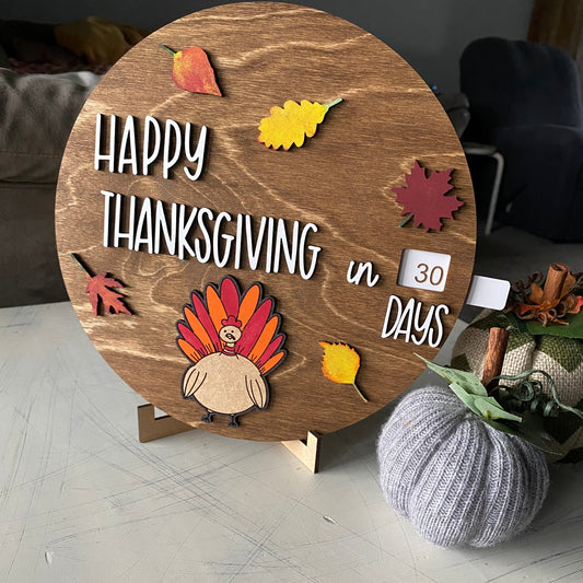 Thanksgiving countdown calendar sign - Happy Thanksgiving in...days - Novotny Designs