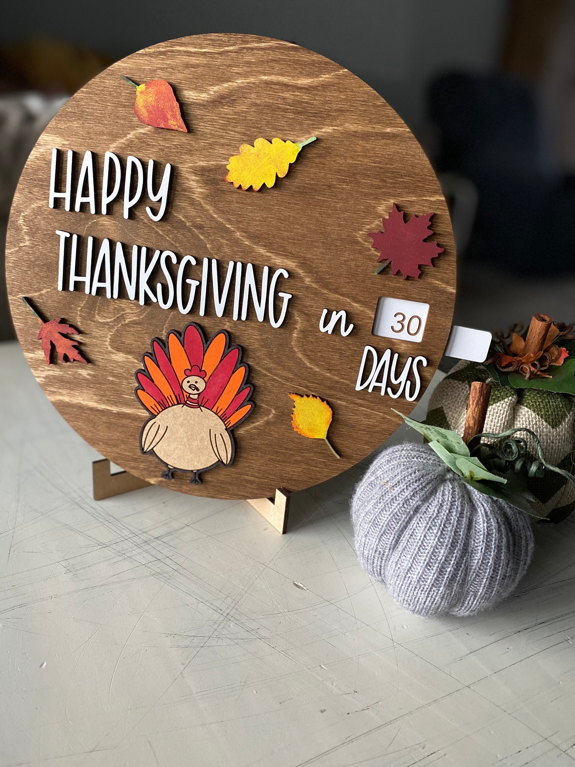 Thanksgiving countdown calendar sign - Happy Thanksgiving in...days - Novotny Designs