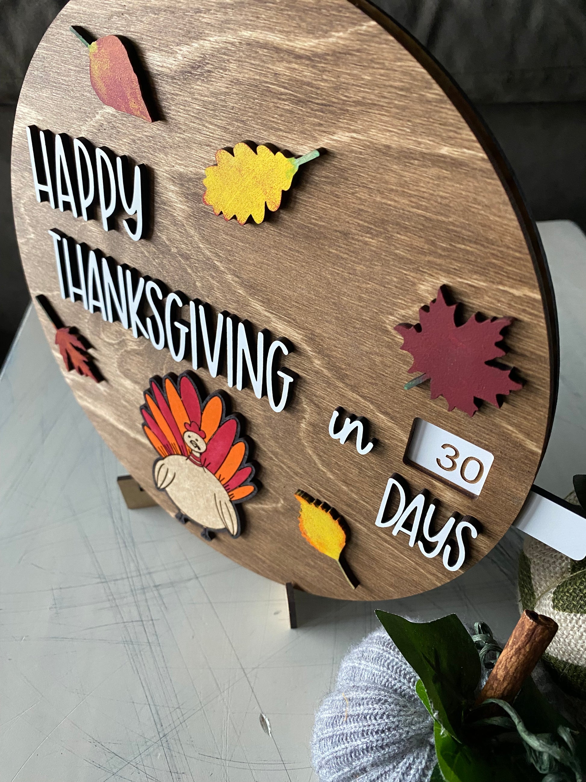 Thanksgiving countdown calendar sign - Happy Thanksgiving in...days - Novotny Designs