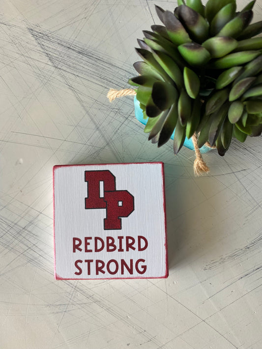 De Pere Redbirds logo mini sign - Redbird Strong - Novotny Designs