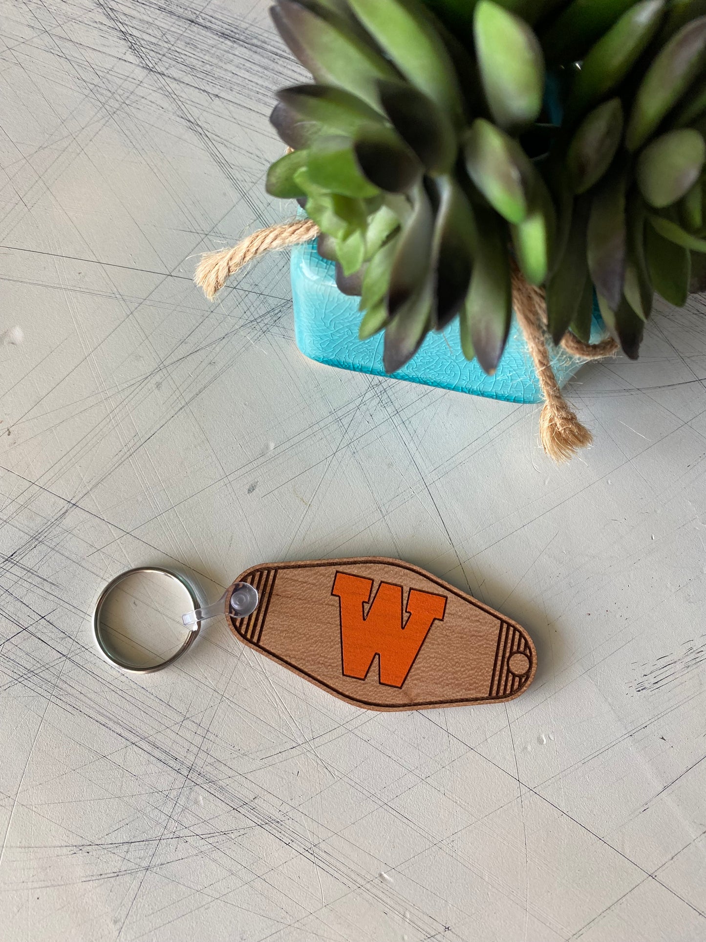 West De Pere logo keychain - motel style wood keychain by Novotny Designs