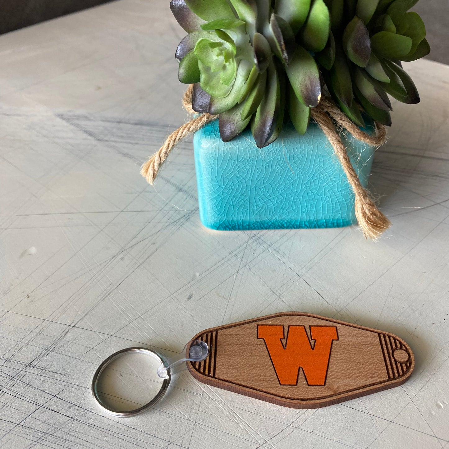 West De Pere logo keychain - motel style wood keychain by Novotny Designs