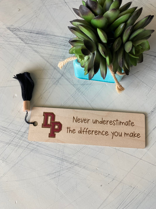 De Pere Redbirds handmade wood bookmark - Print font Black tassel - Novotny Designs