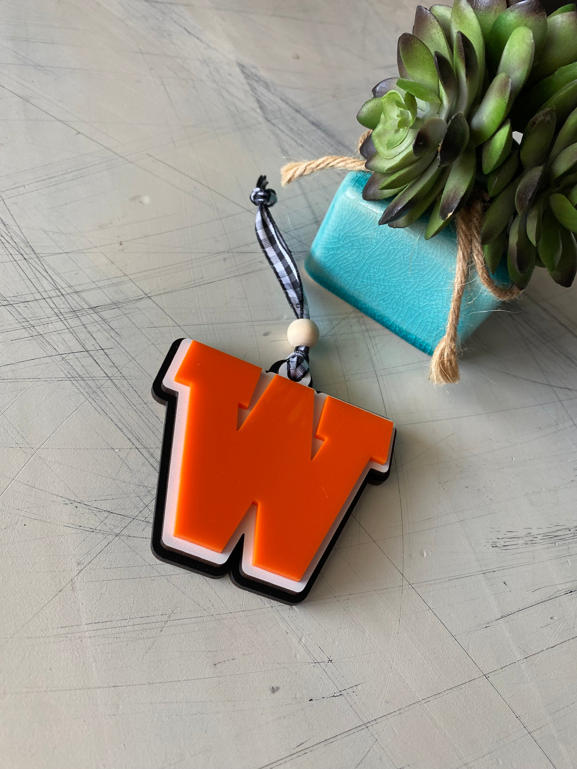 West De Pere logo ornament - color pop ornament - handmade by Novotny Designs