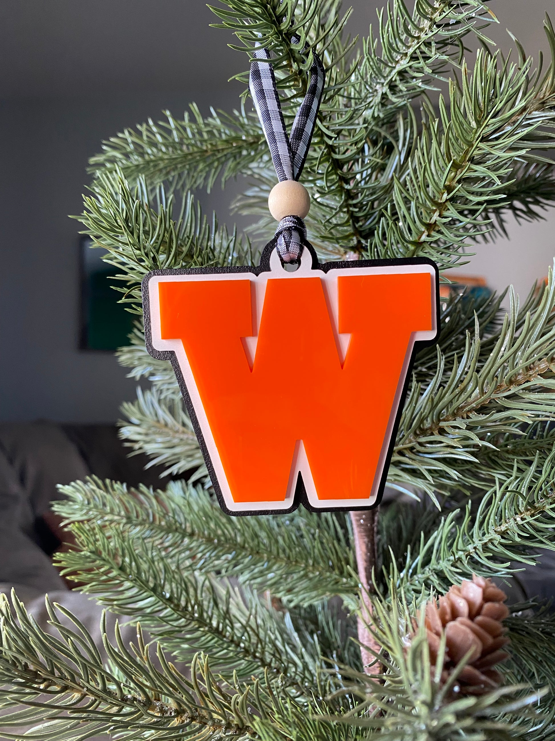 West De Pere logo ornament - color pop ornament - handmade by Novotny Designs