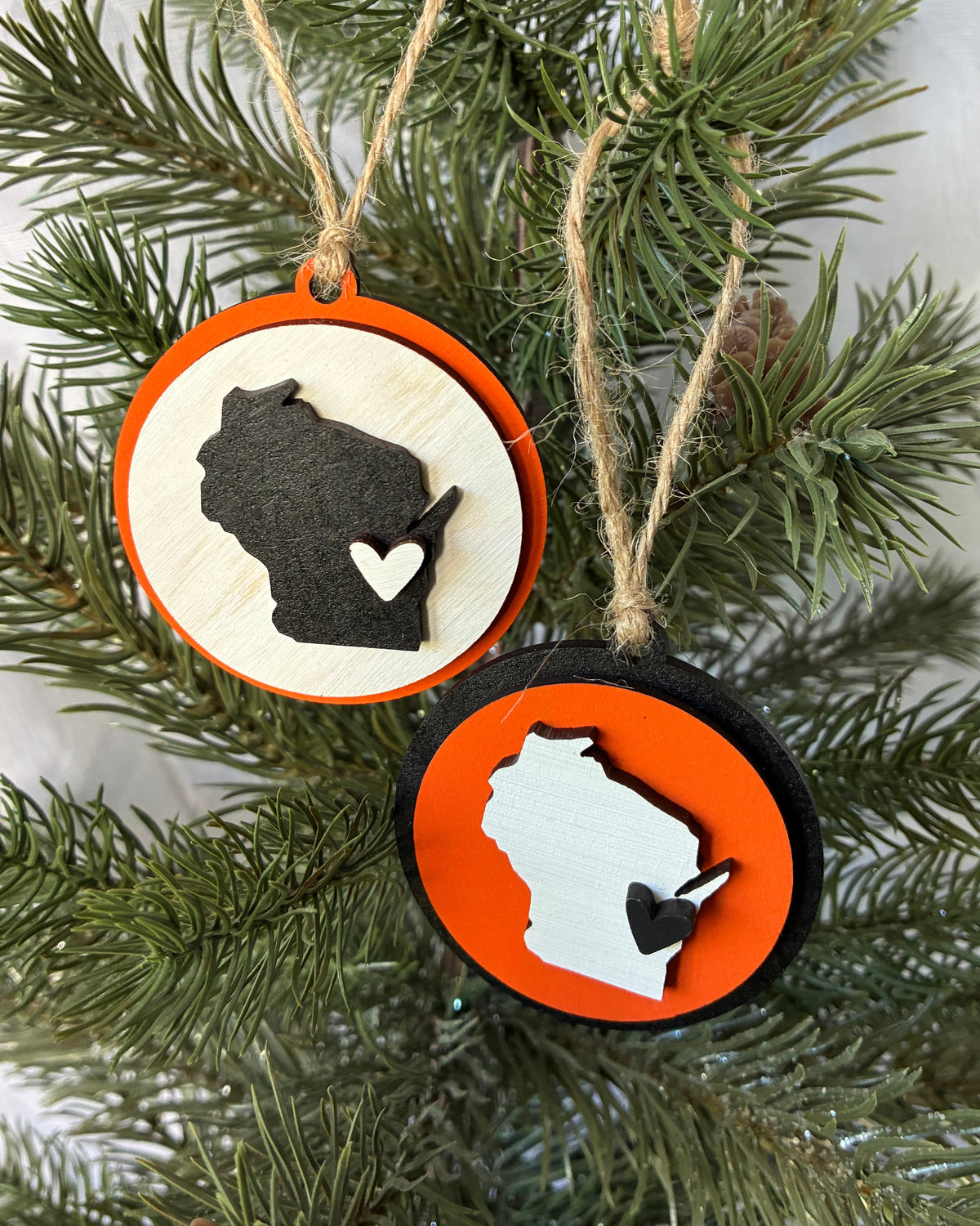 West De Pere Phantoms - De Pere Cares Collection - Wisconsin round ornament with heart by Novotny Designs