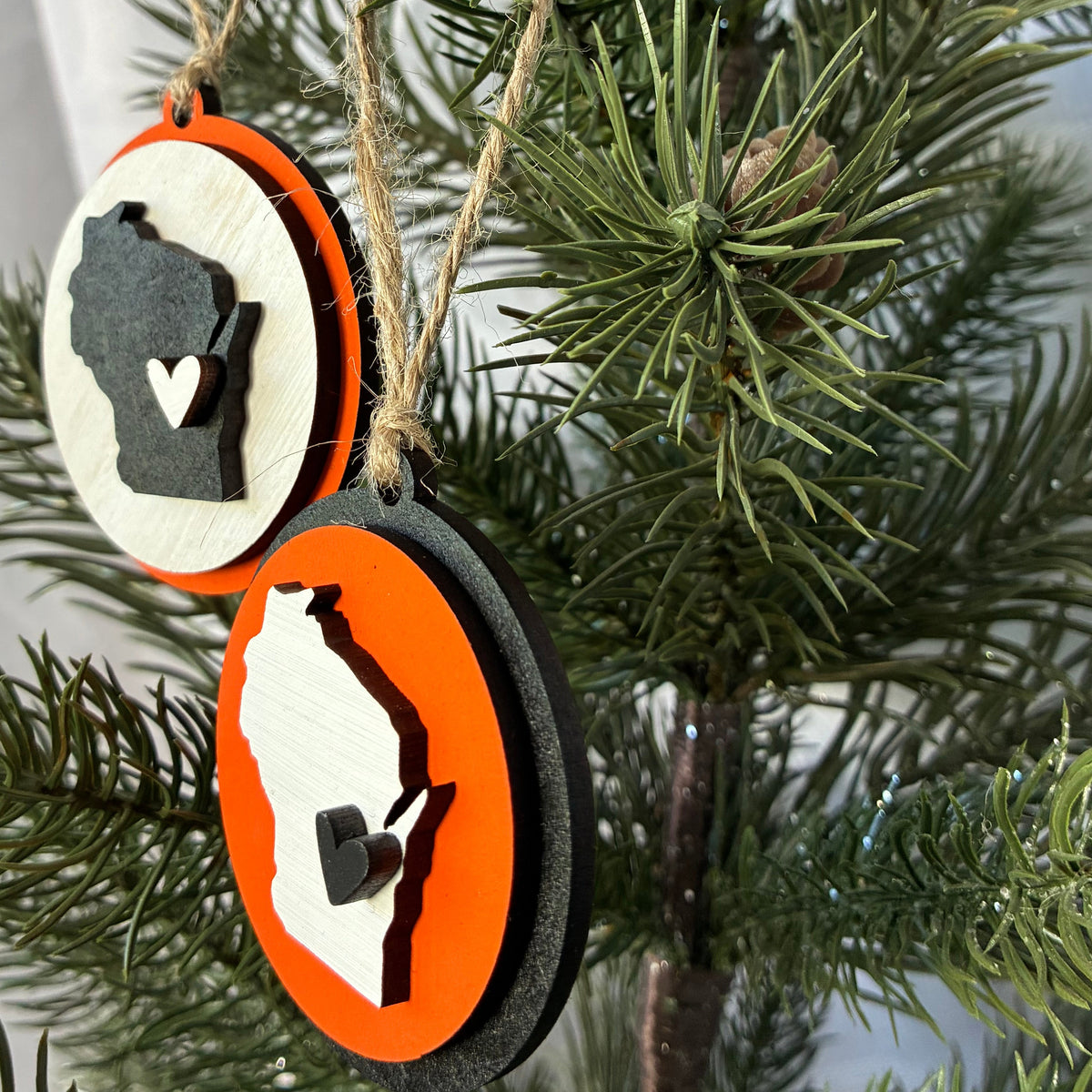 West De Pere Phantoms - De Pere Cares Collection - Wisconsin round ornament with heart by Novotny Designs