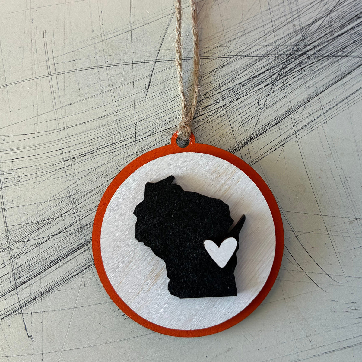 West De Pere Phantoms - De Pere Cares Collection - Wisconsin round ornament with heart by Novotny Designs