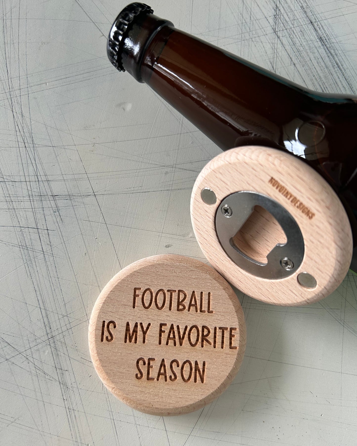 Football is my favorite season - magnetic wood bottle opener by Novotny Designs