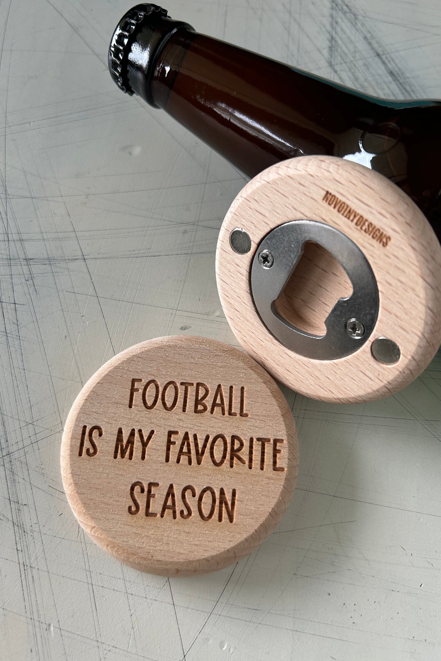 Football is my favorite season - magnetic wood bottle opener by Novotny Designs