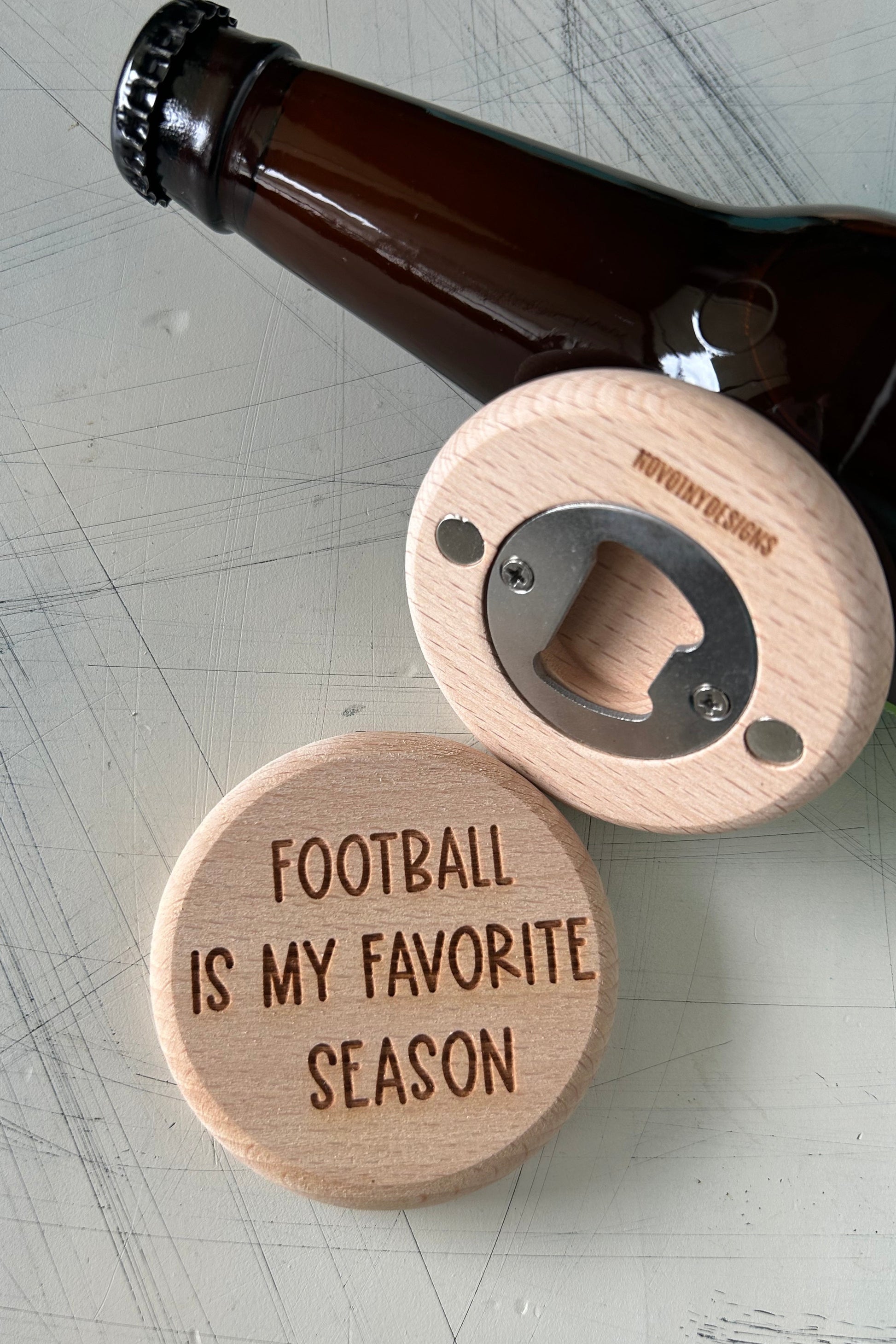 Football is my favorite season - magnetic wood bottle opener by Novotny Designs