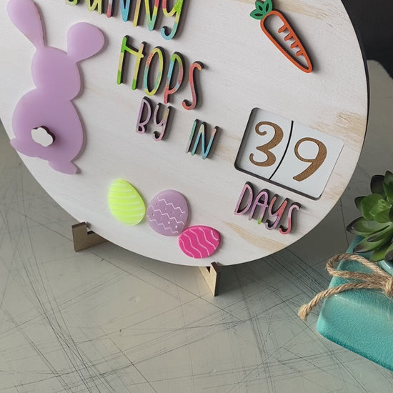 The bunny hops by in ... days - Easter countdown sign