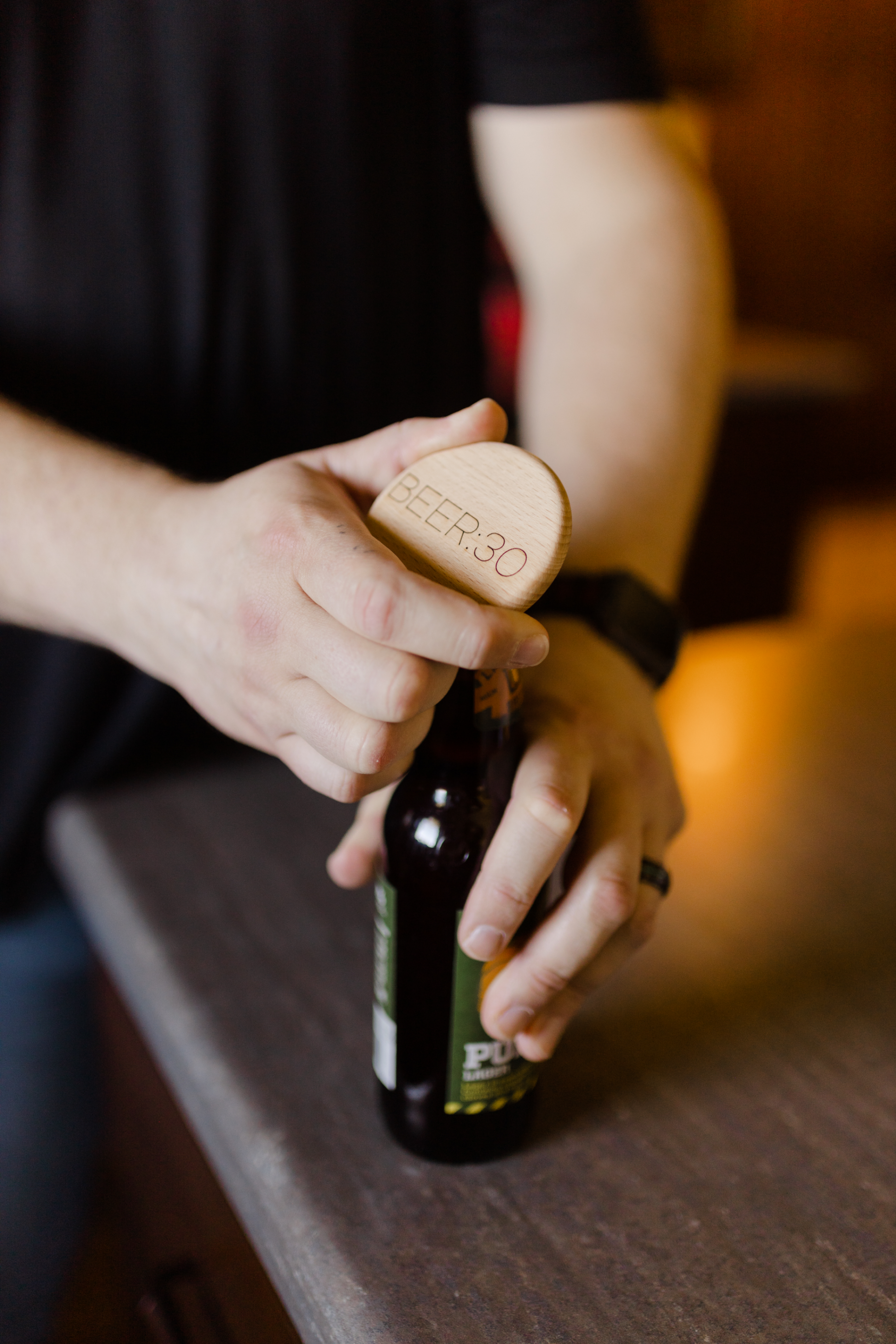 Beer:30 - Novotny Designs - engraved wood magnetic bottle opener