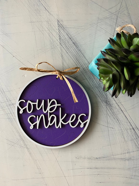 Soup snakes - soul mates - Michael and Holly - handmade wood sign