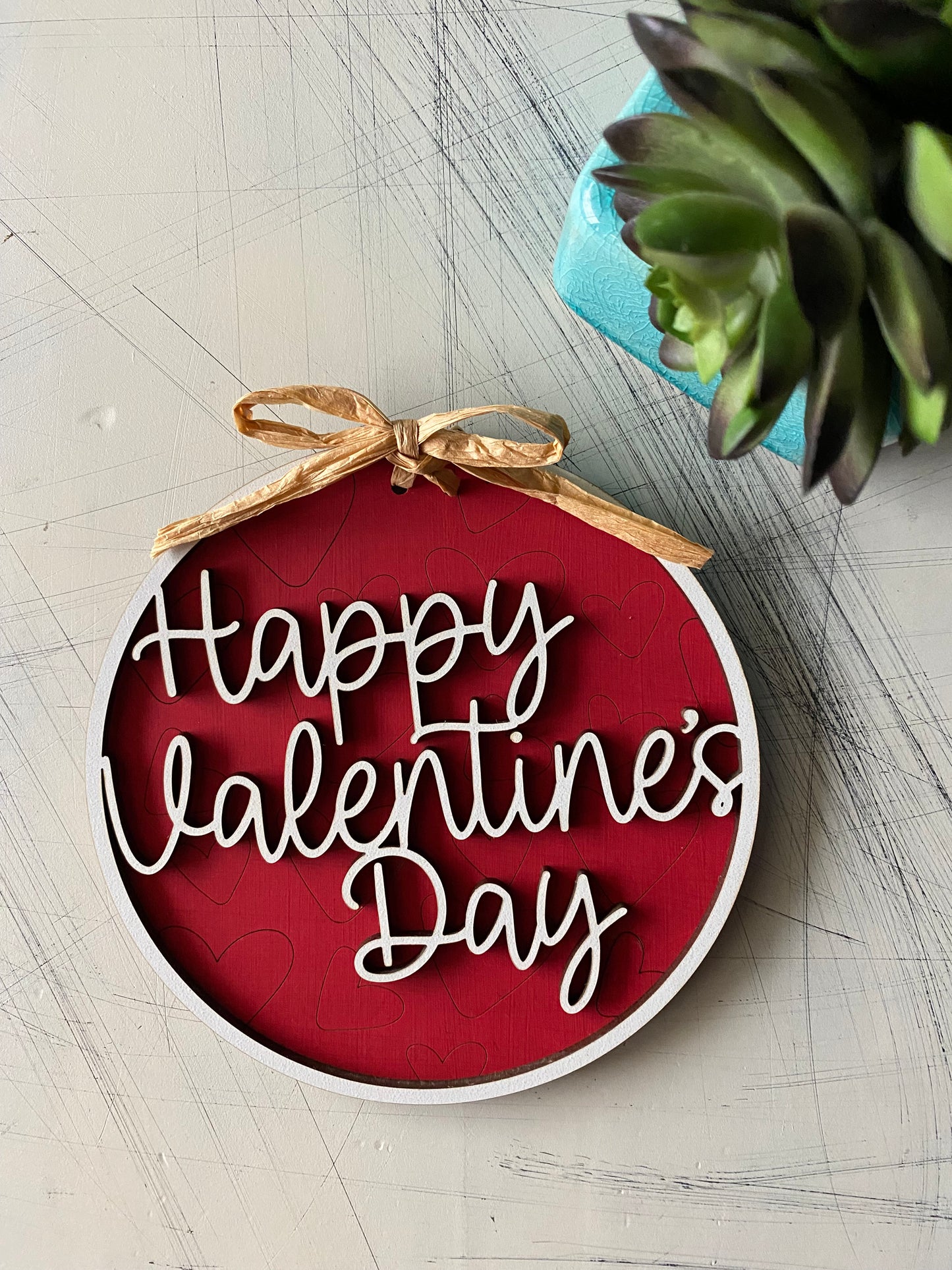 Happy Valentine's Day wood round sign