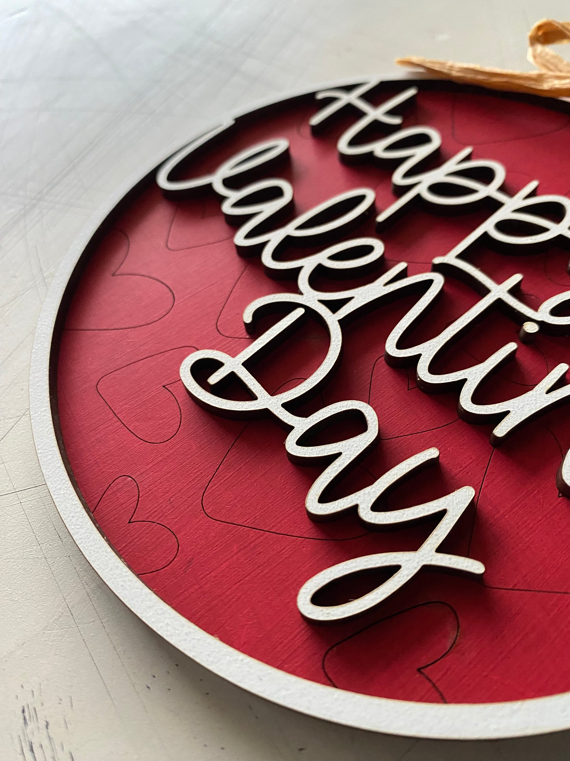 Happy Valentine's Day wood round sign