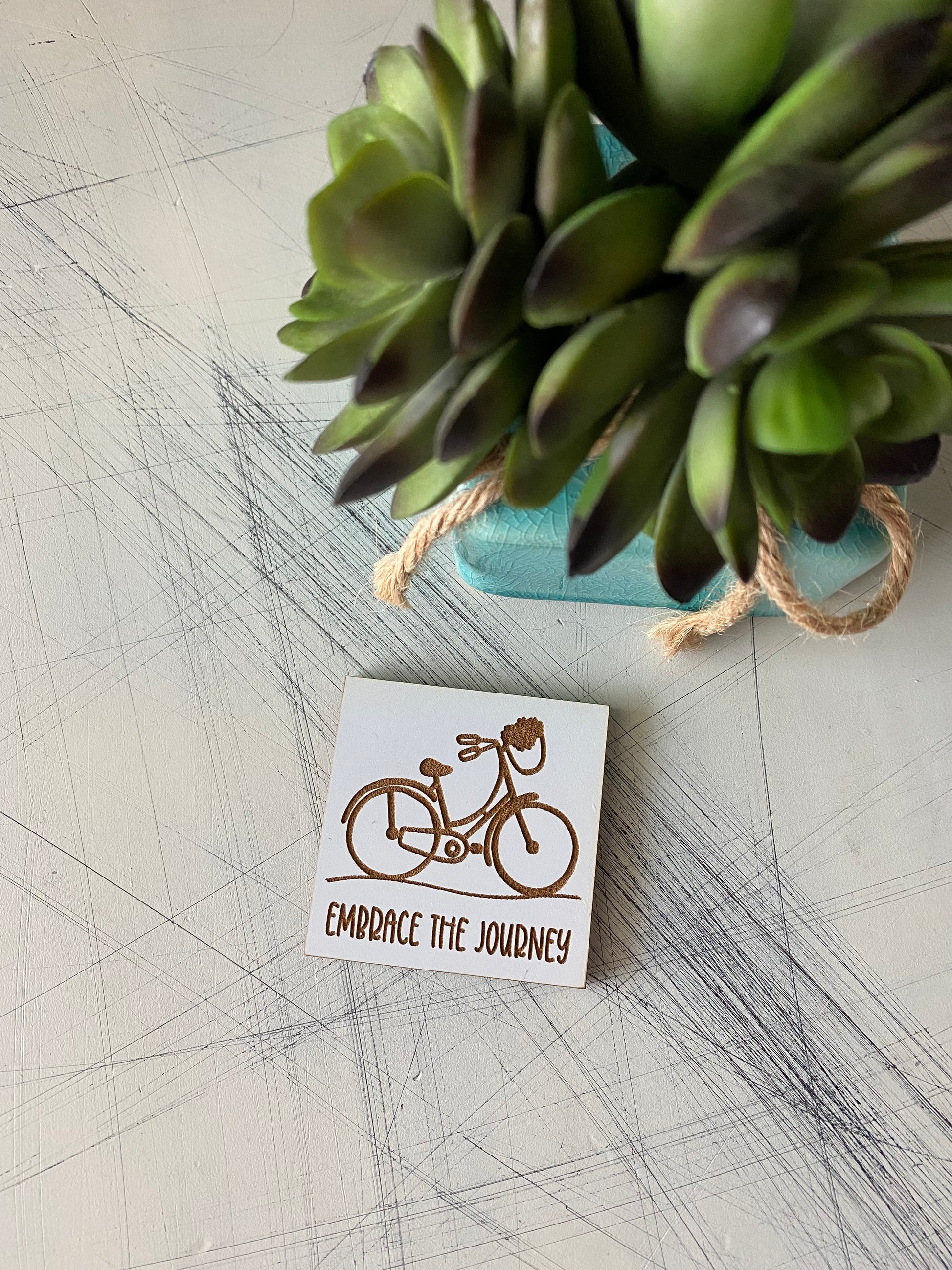 Embrace the Journey - beach cruiser - engraved wood magnet