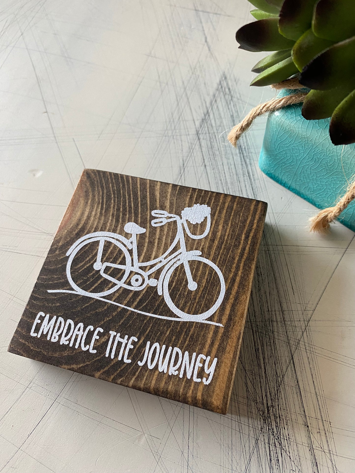 Embrace the Journey - beach cruiser - handmade mini wood sign