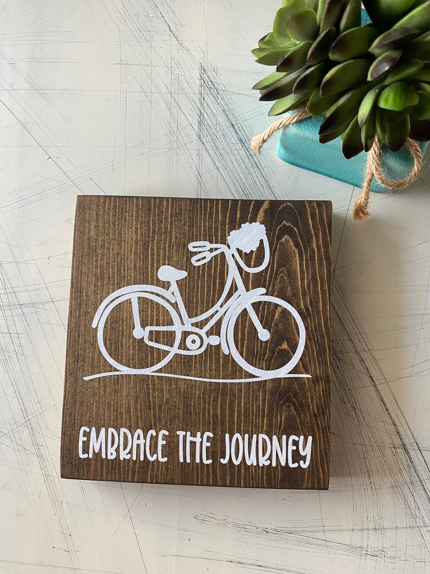 Embrace the Journey - beach cruiser - handmade mini wood sign