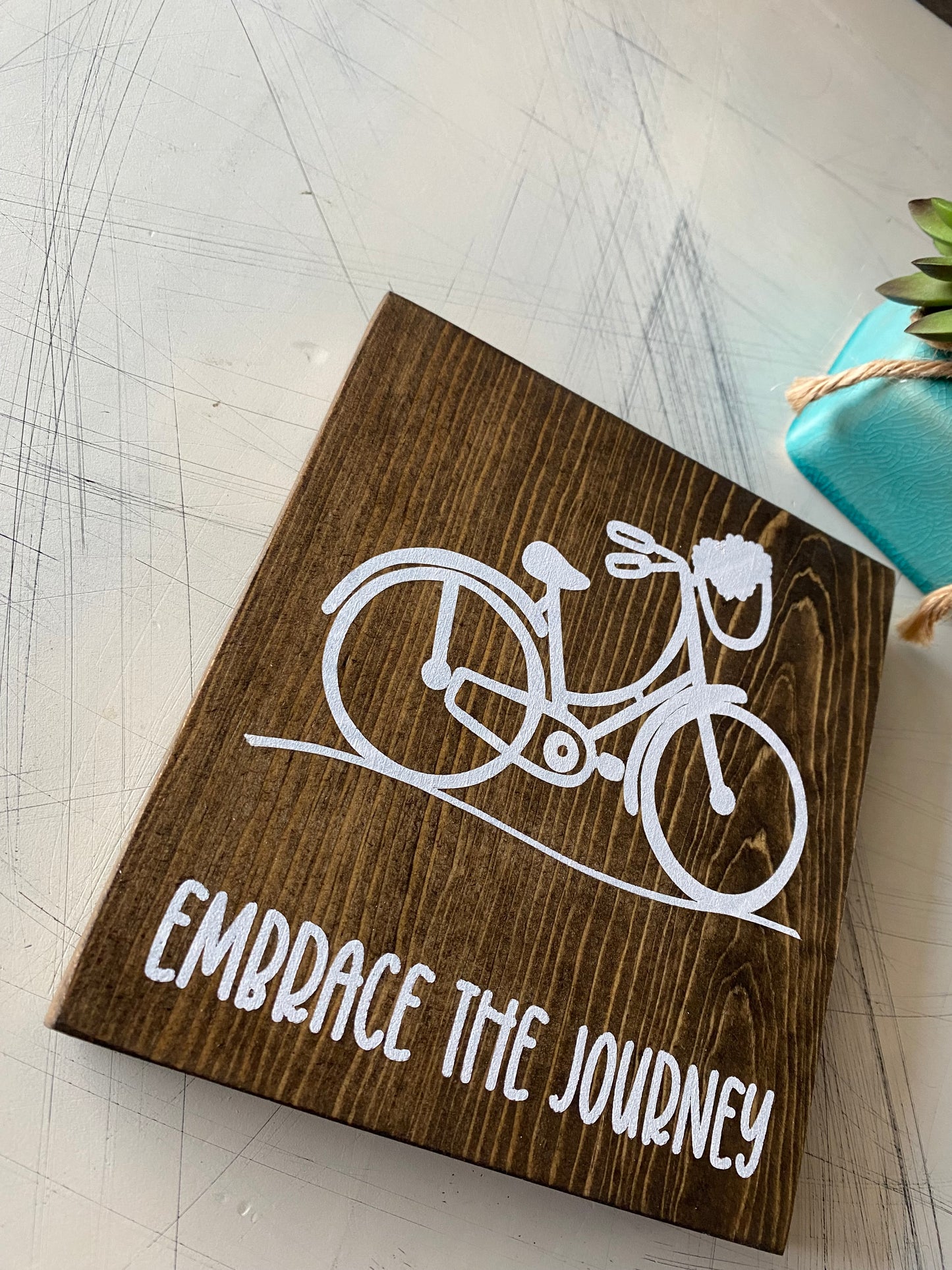 Embrace the Journey - beach cruiser - handmade mini wood sign