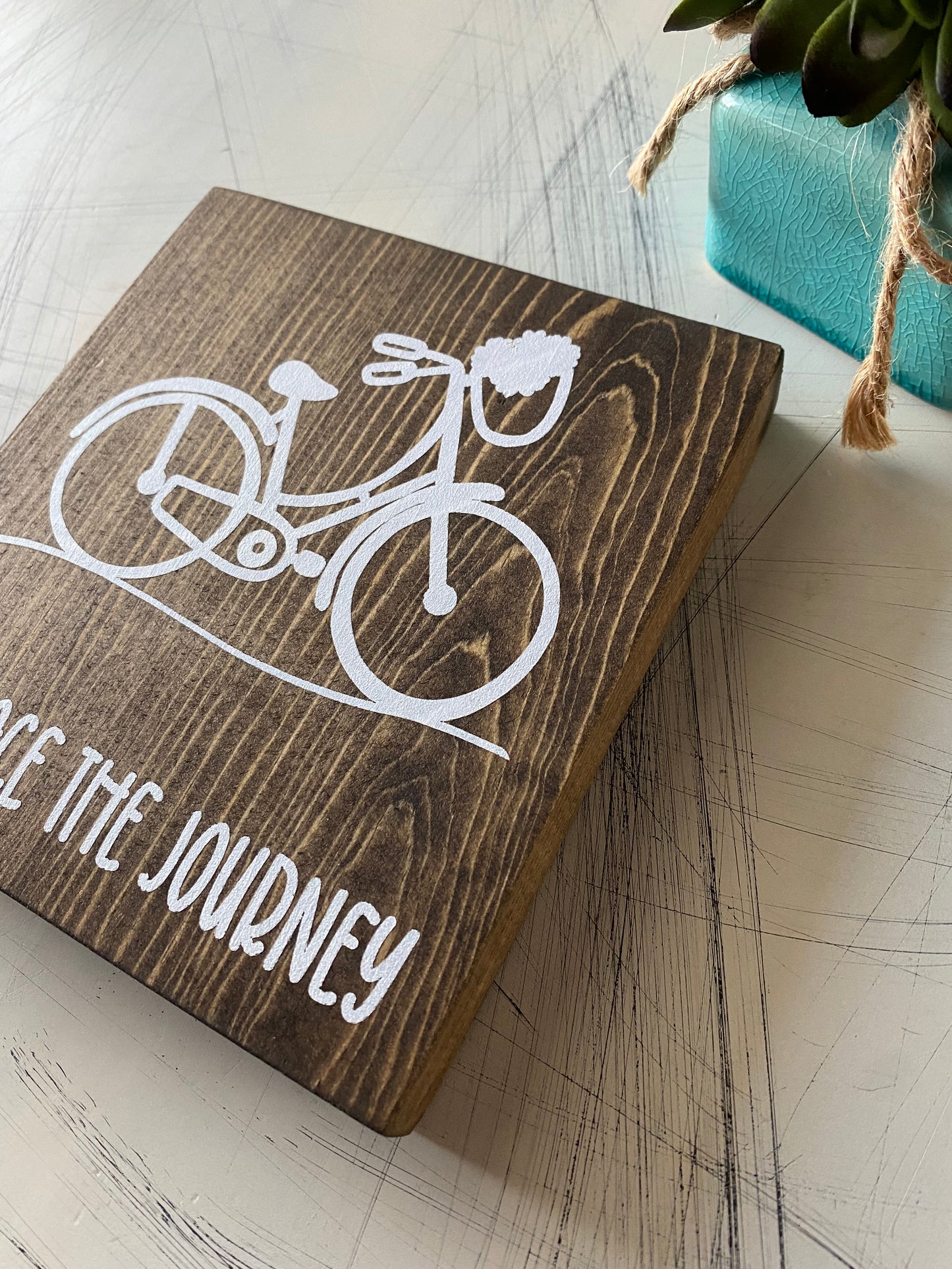 Embrace the Journey - beach cruiser - handmade mini wood sign