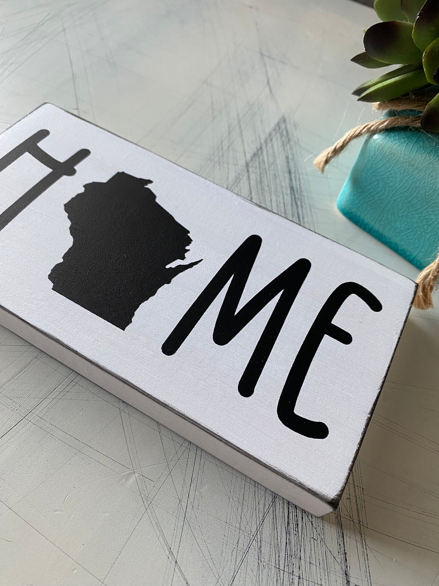 Home State - Wisconsin - handmade mini wood sign