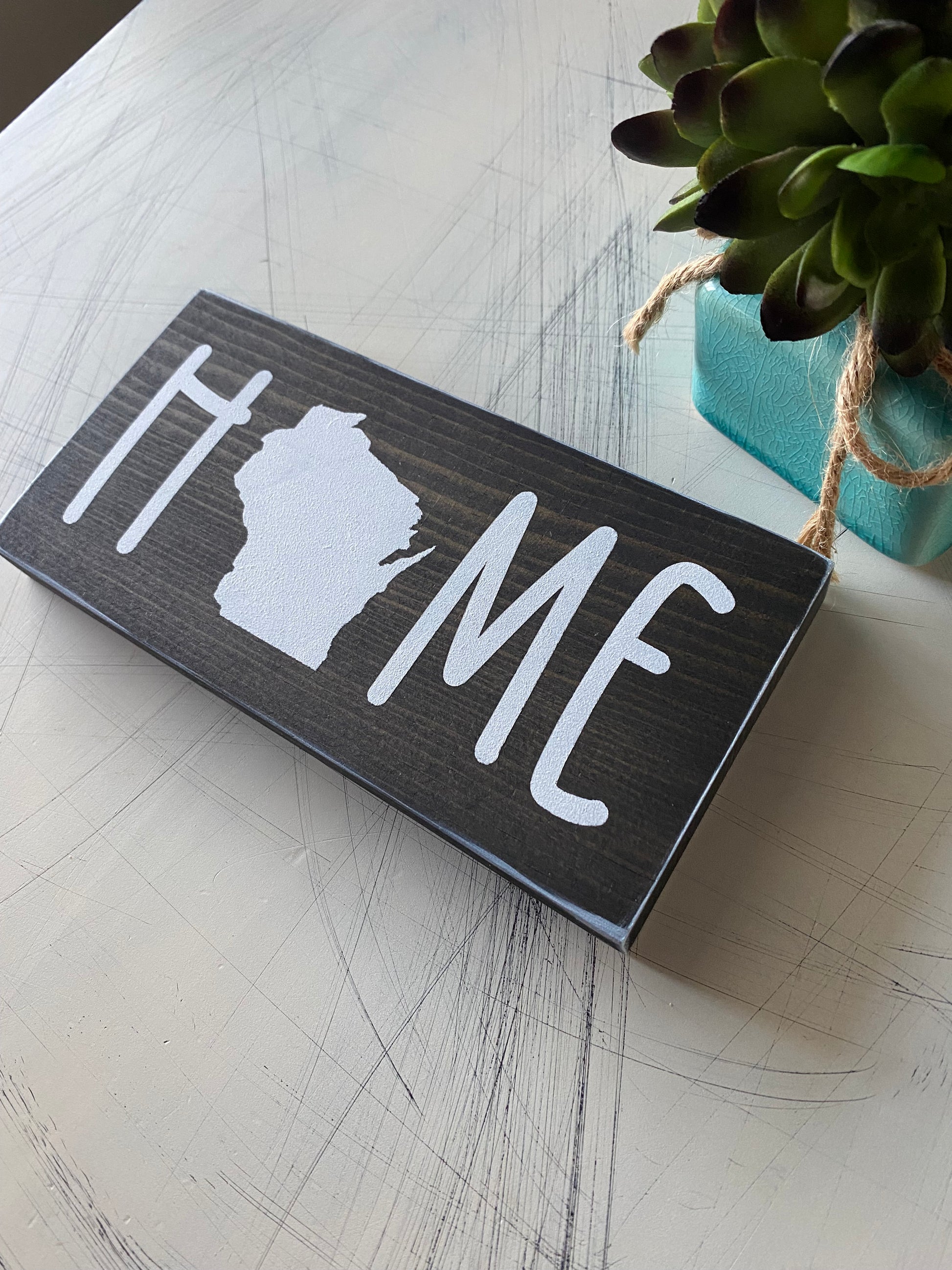 Home State - Wisconsin - handmade mini wood sign