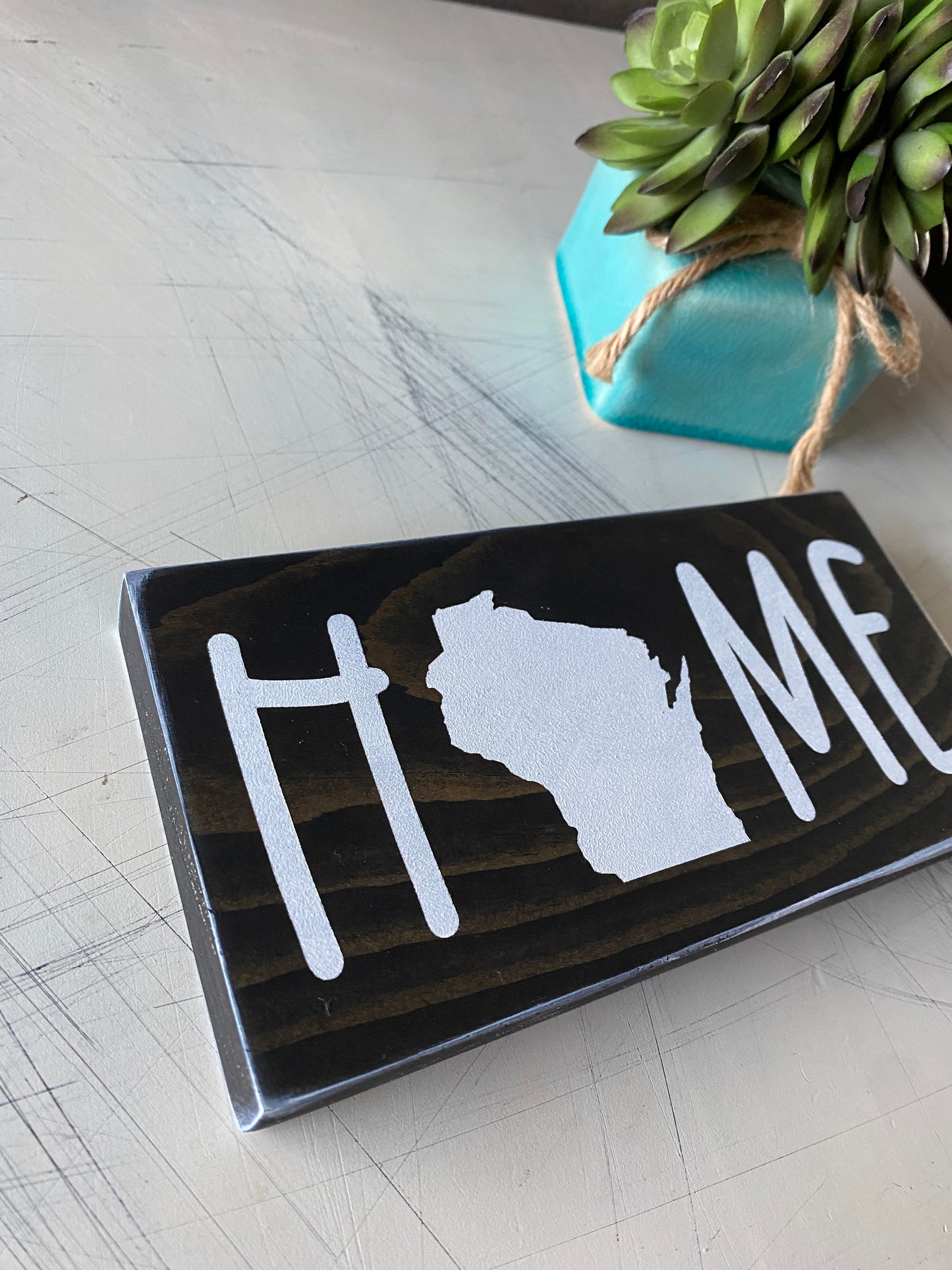 Home State - Wisconsin - handmade mini wood sign