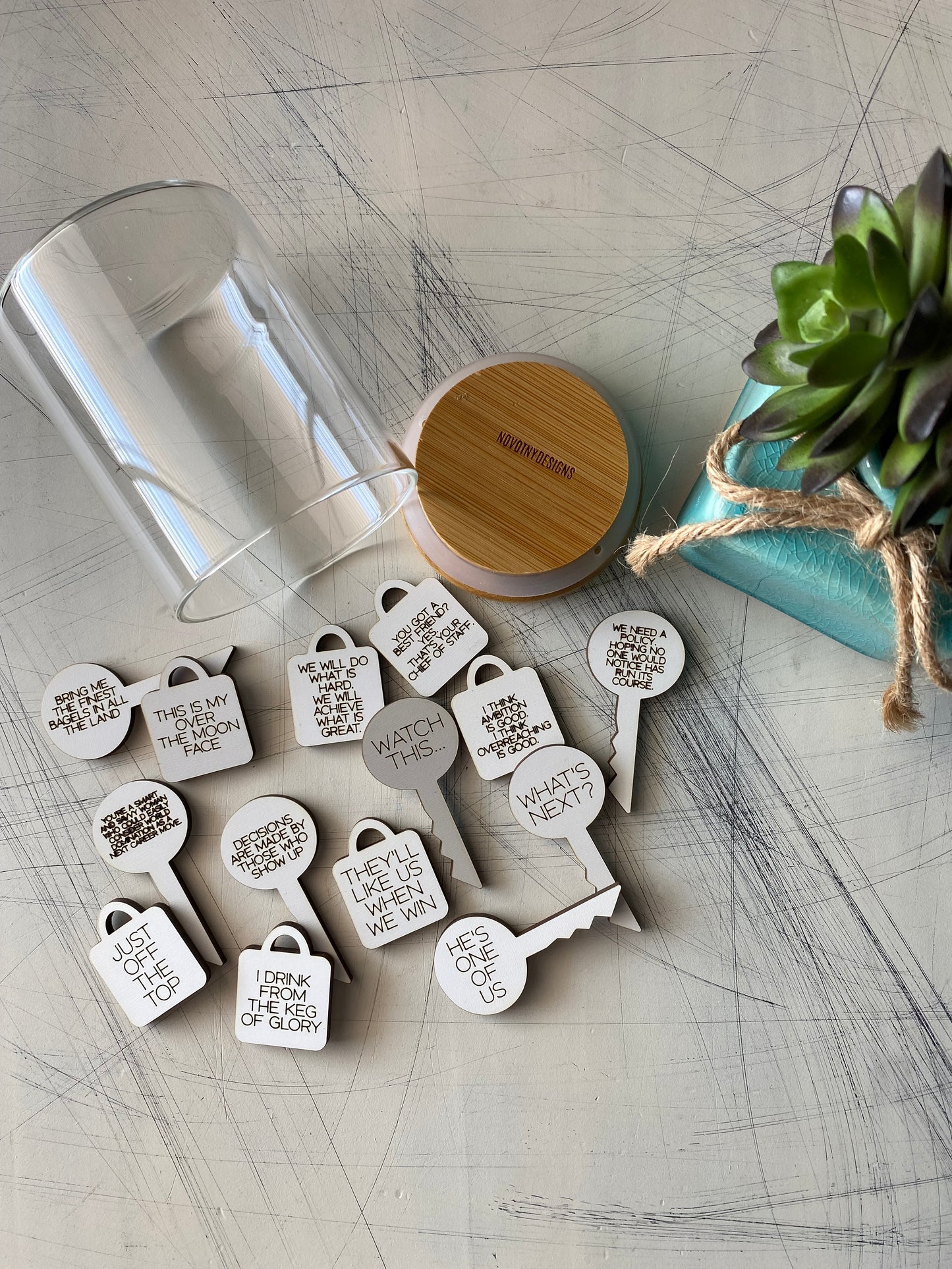 West Wing lock and key motivational tokens - set of 14 tokens
