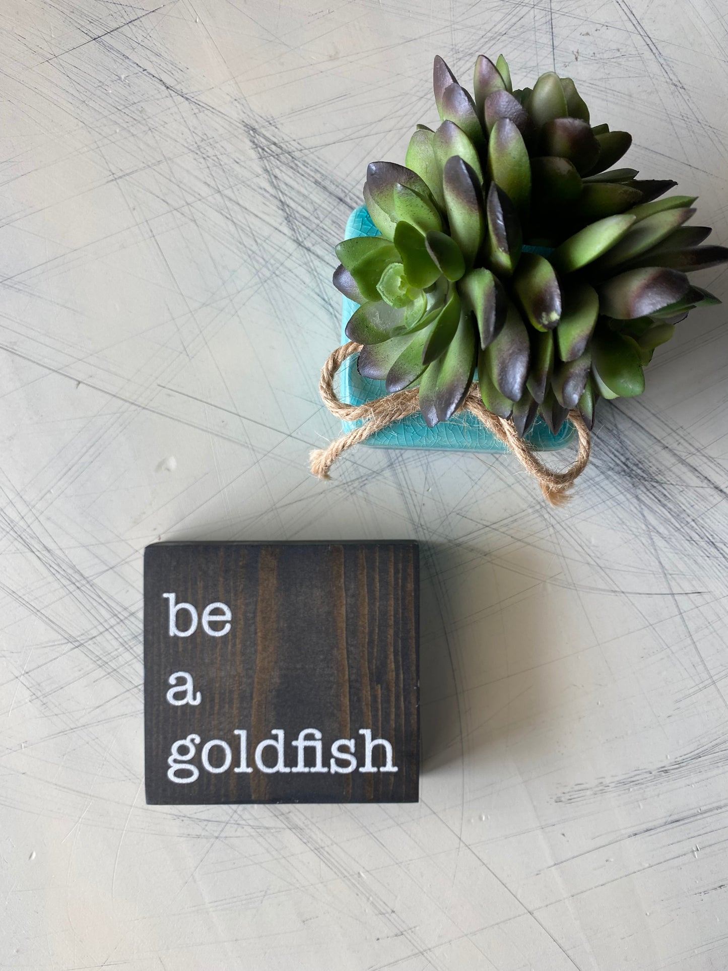 be a goldfish - handmade mini wood sign