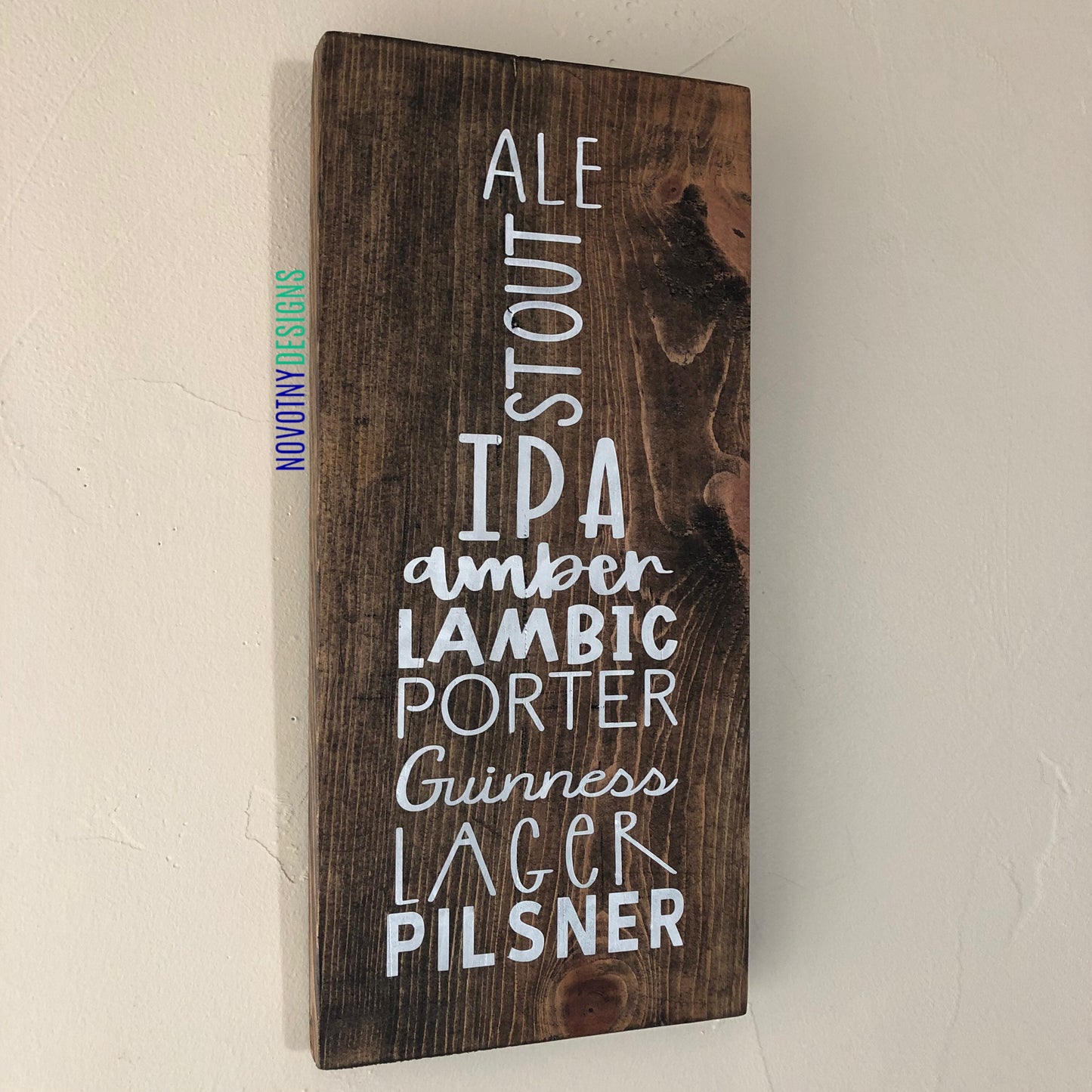 Beer shaped word art handmade wood sign
