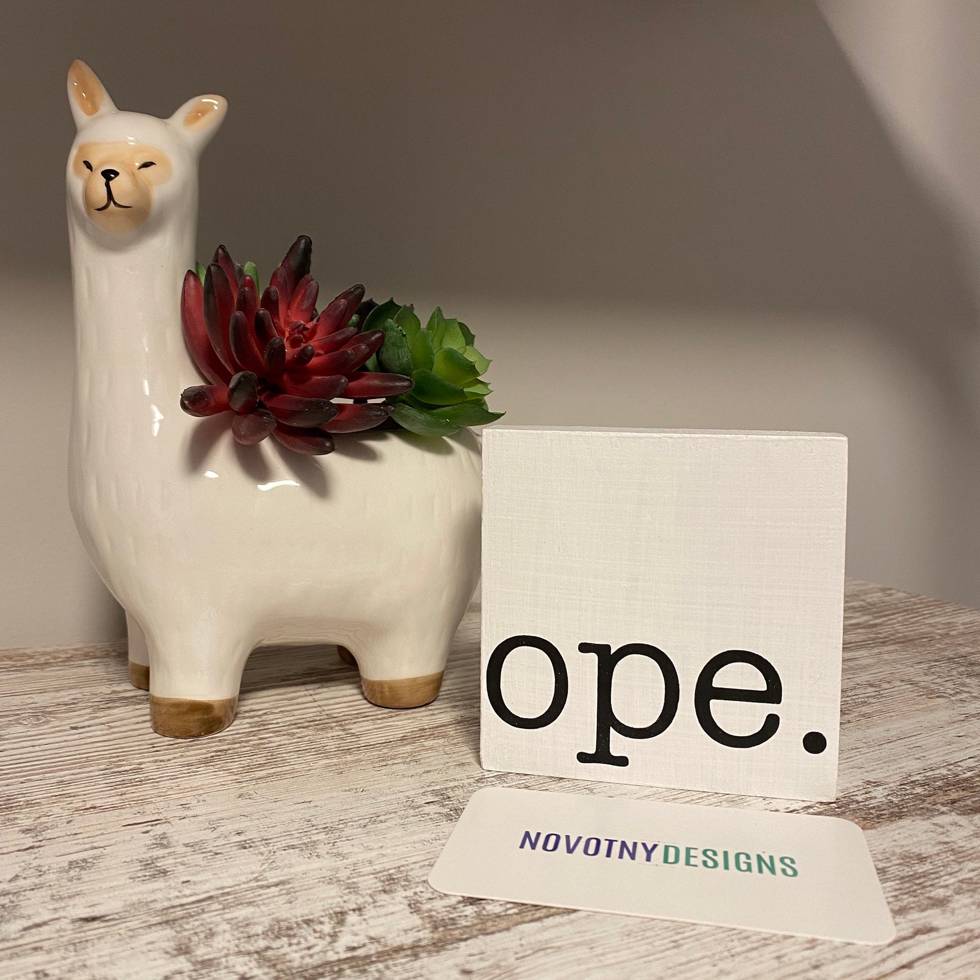 ope. - handmade mini wood sign